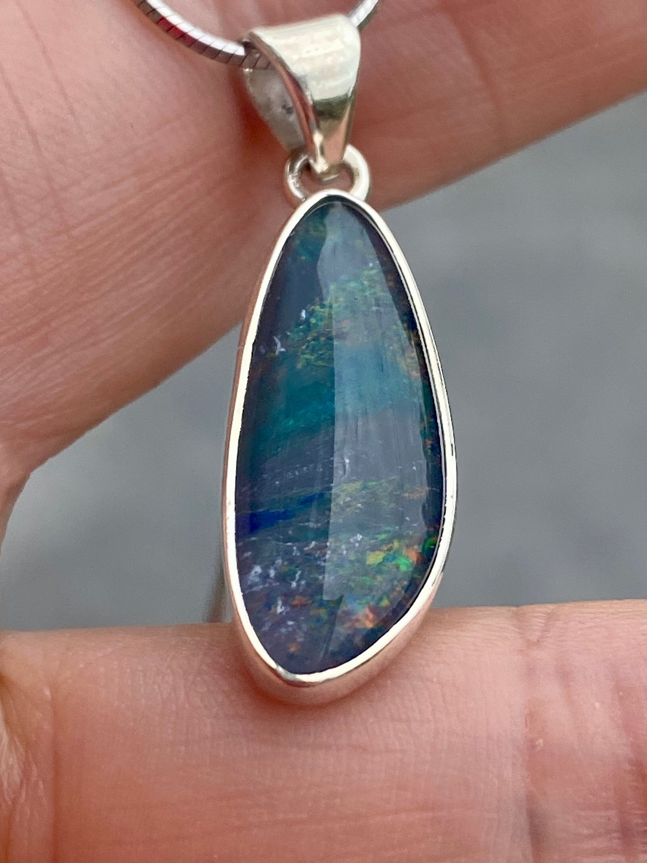 Australian Opal and Silver Pendant