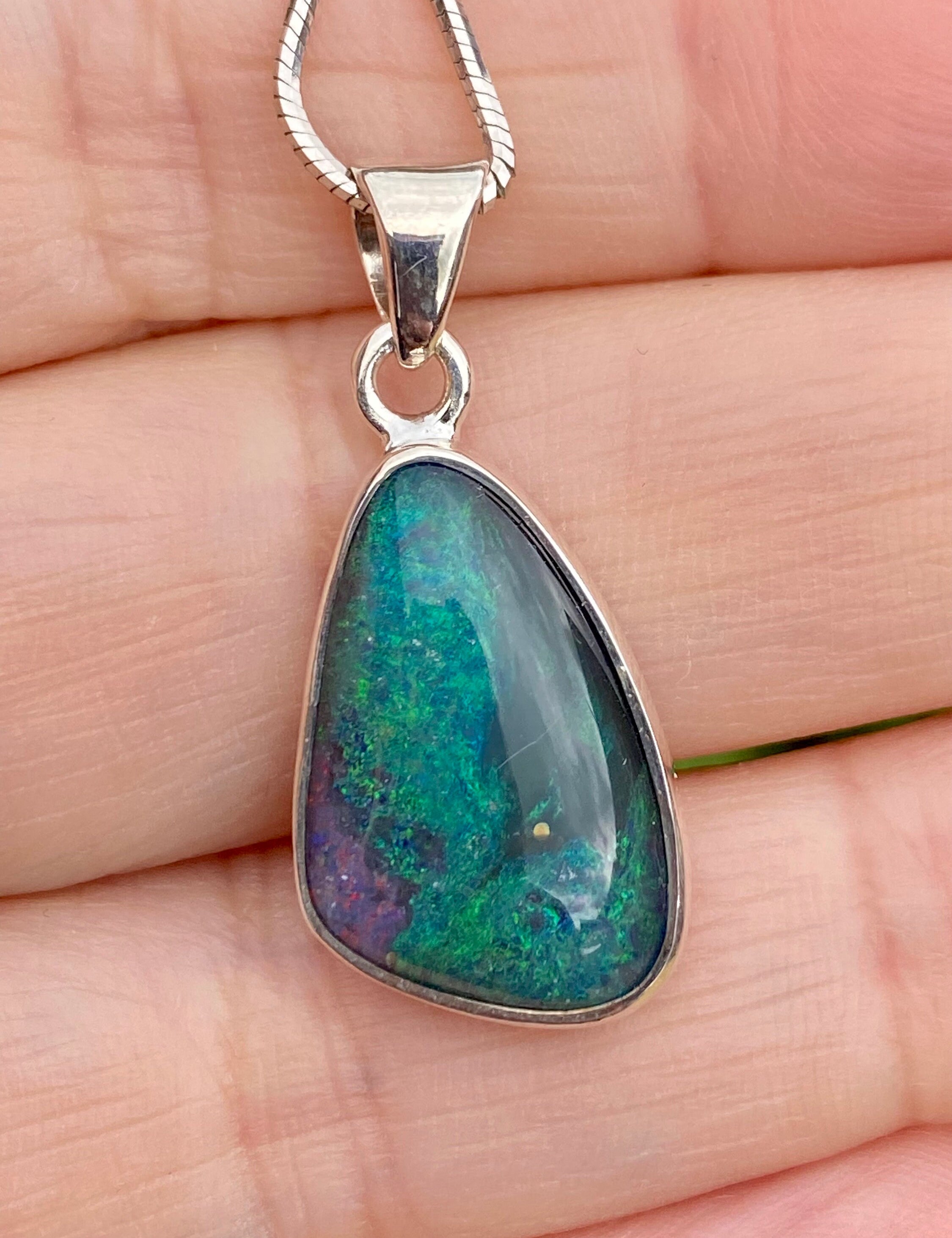 Australian Opal and Silver Pendant