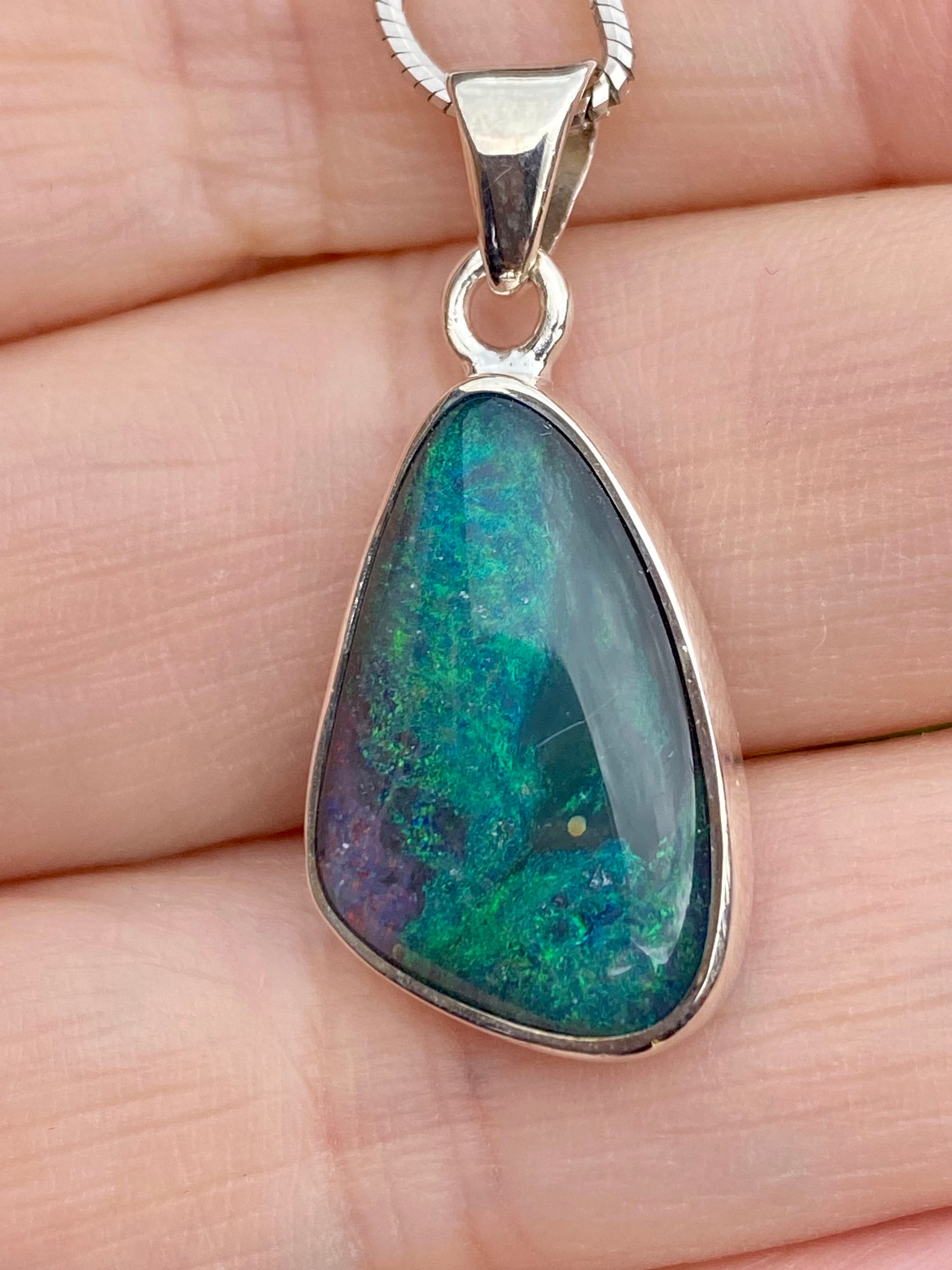 Australian Opal and Silver Pendant