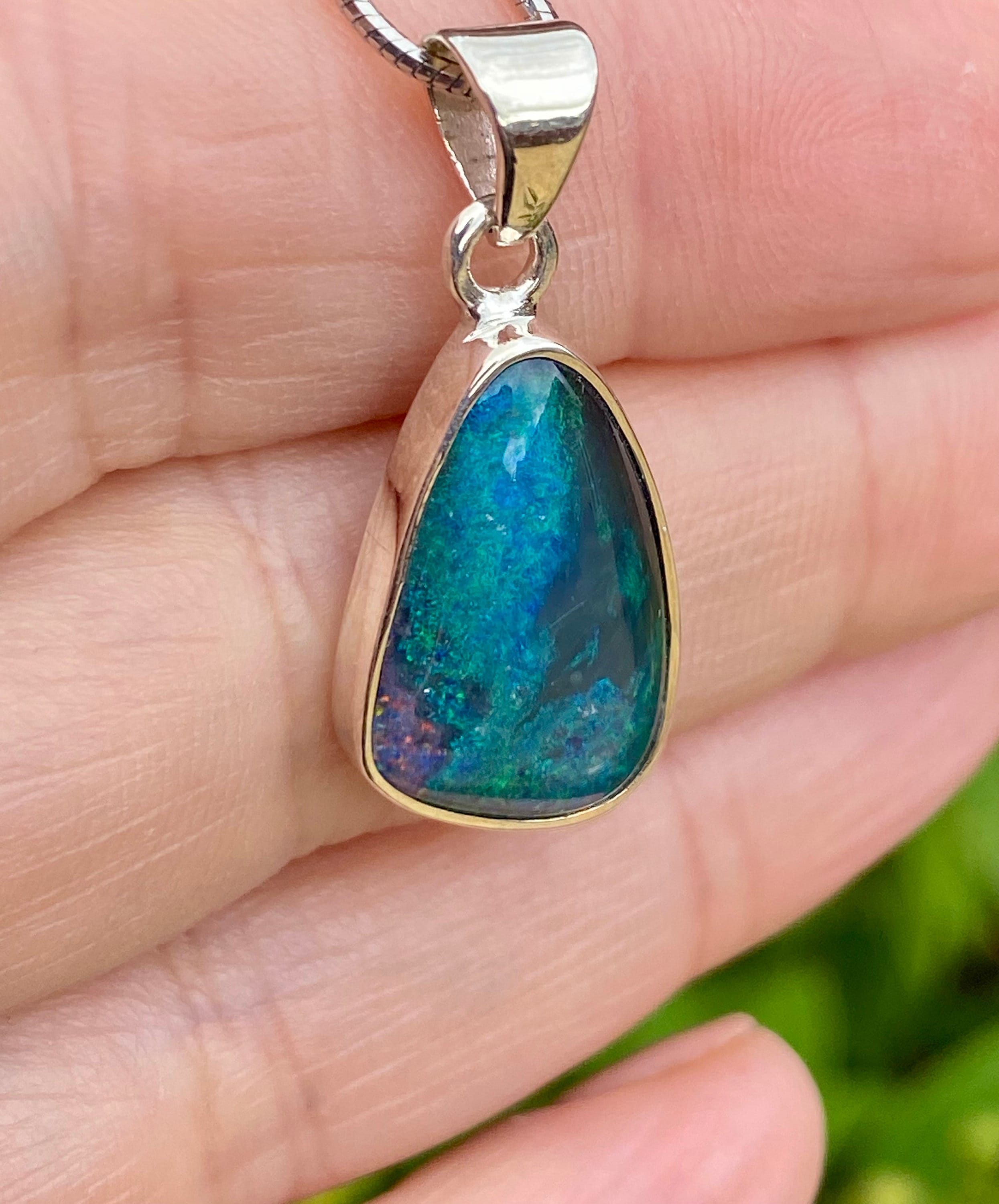 Australian Opal and Silver Pendant