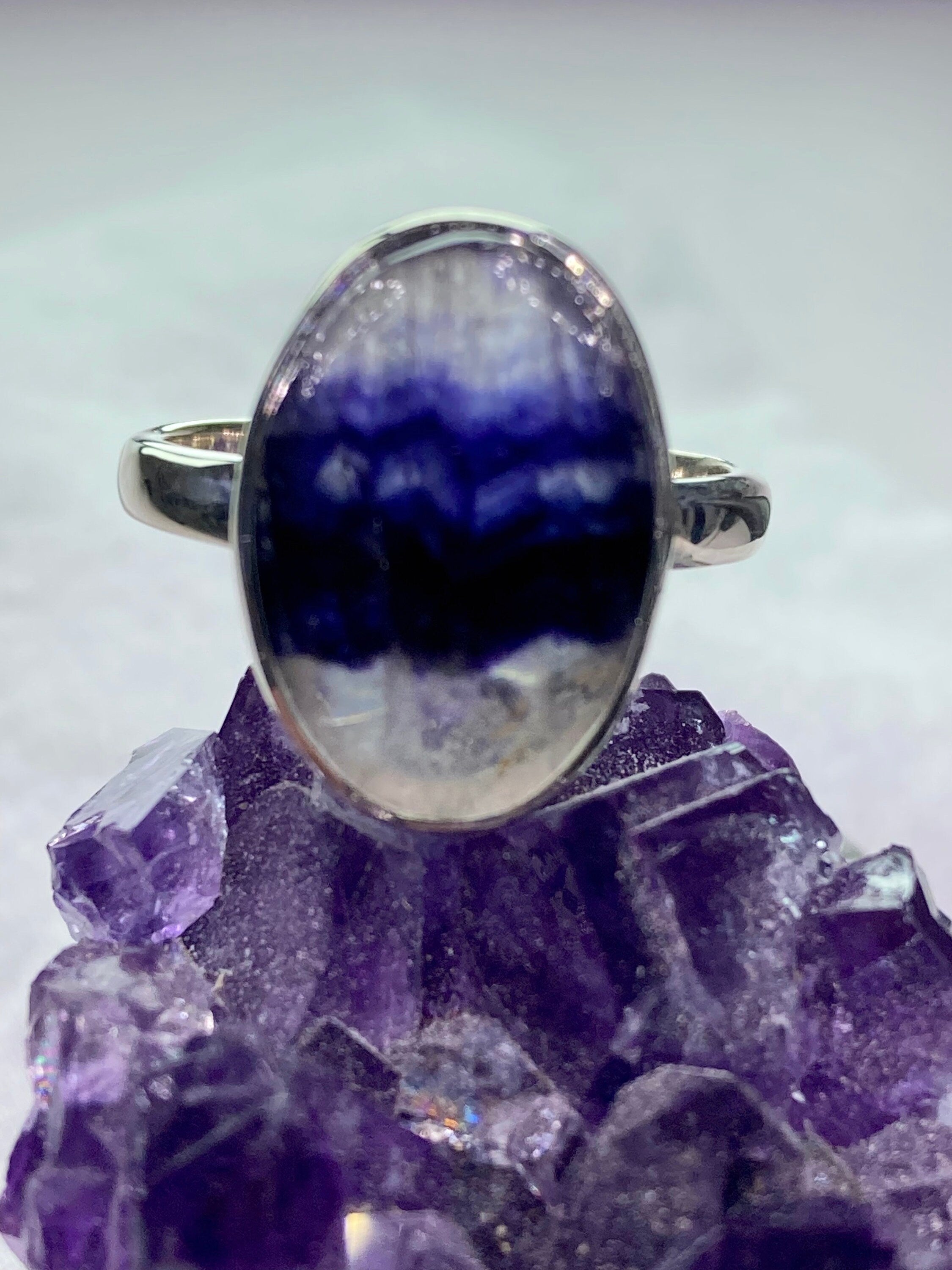 An Extremely Rare Blue John and Silver Ring