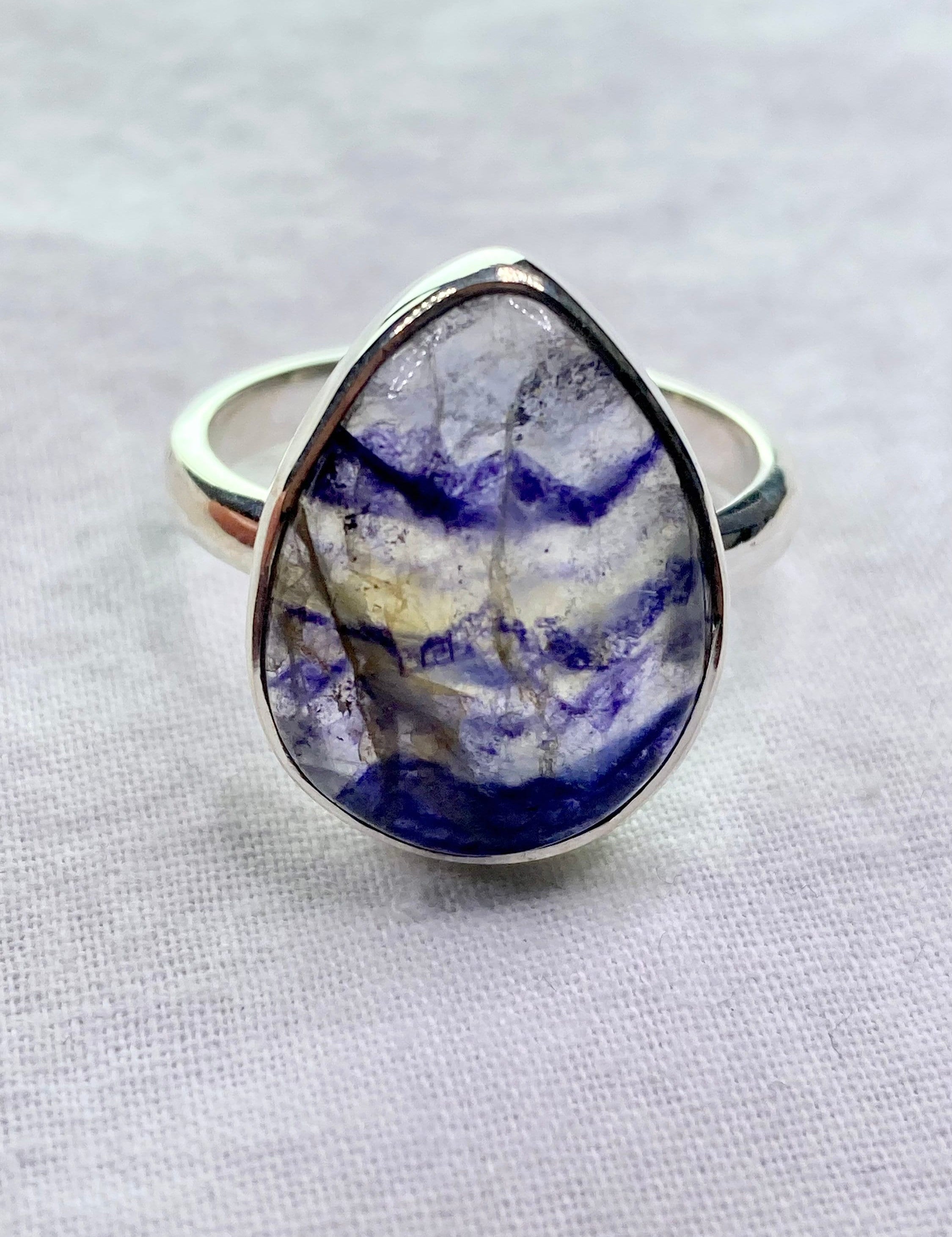 An Extremely Rare Blue John and Silver Ring