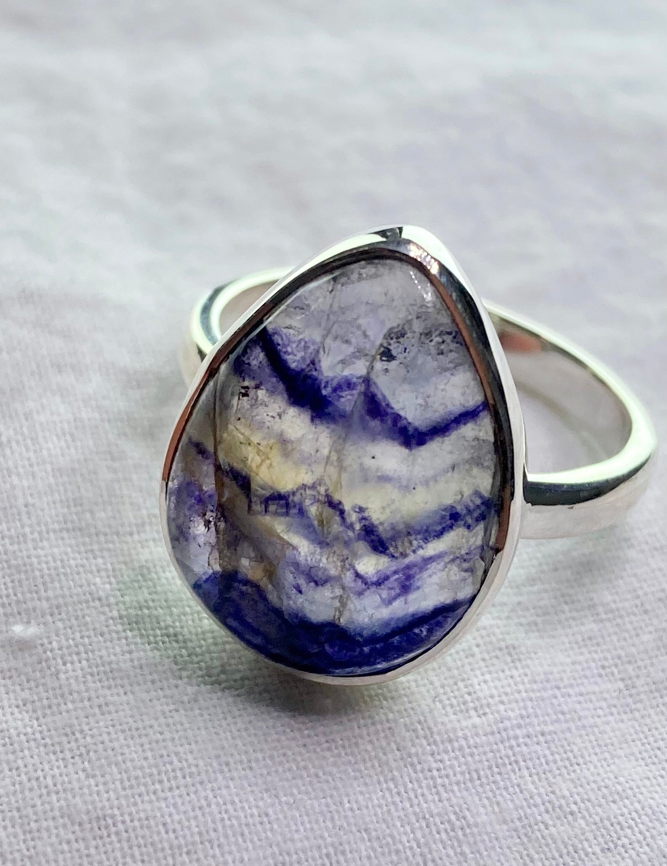 An Extremely Rare Blue John and Silver Ring