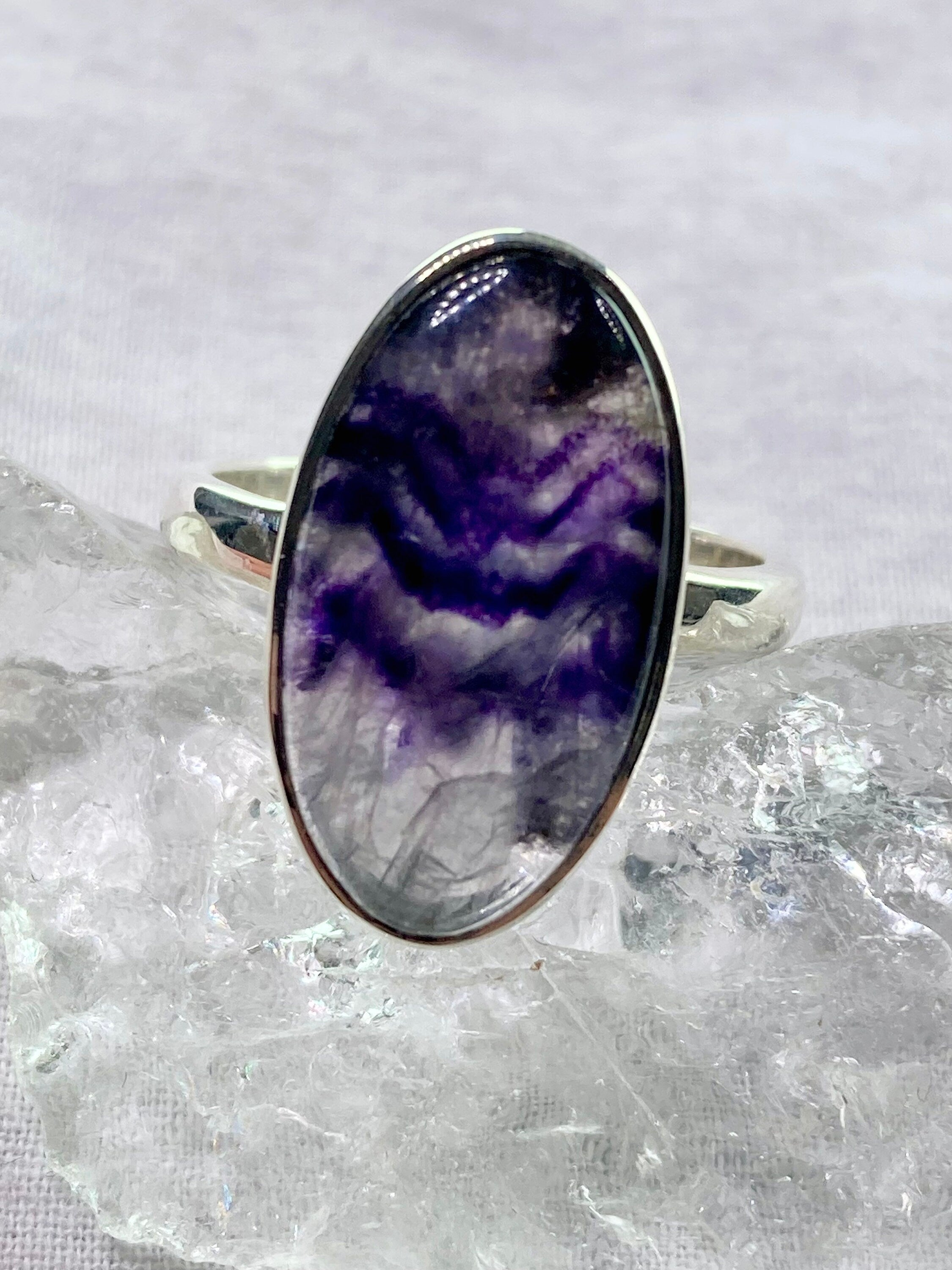 An Extremely Rare Blue John and Silver Ring