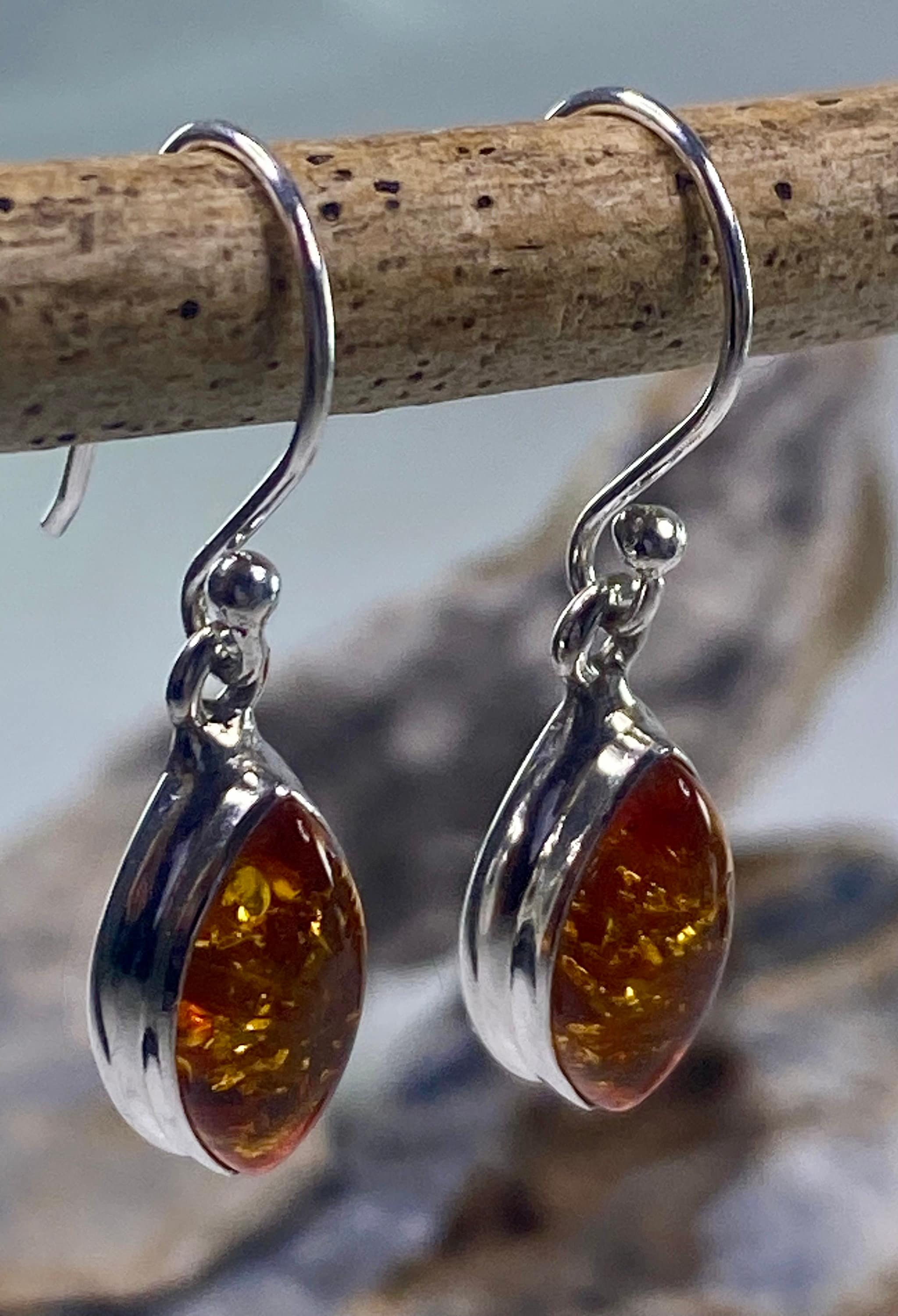 Baltic Amber Sterling Silver Drop Earrings