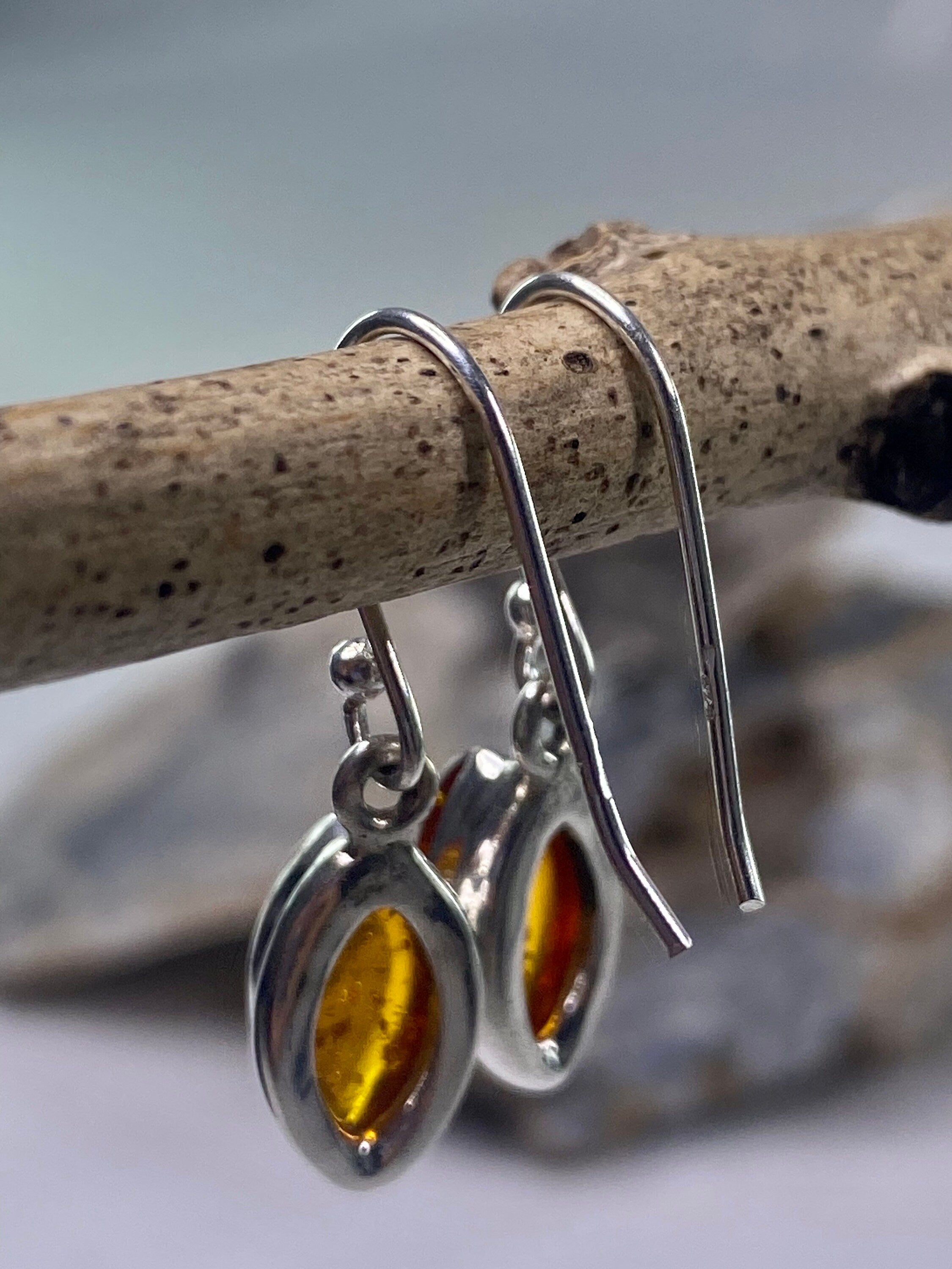 Baltic Amber Sterling Silver Drop Earrings