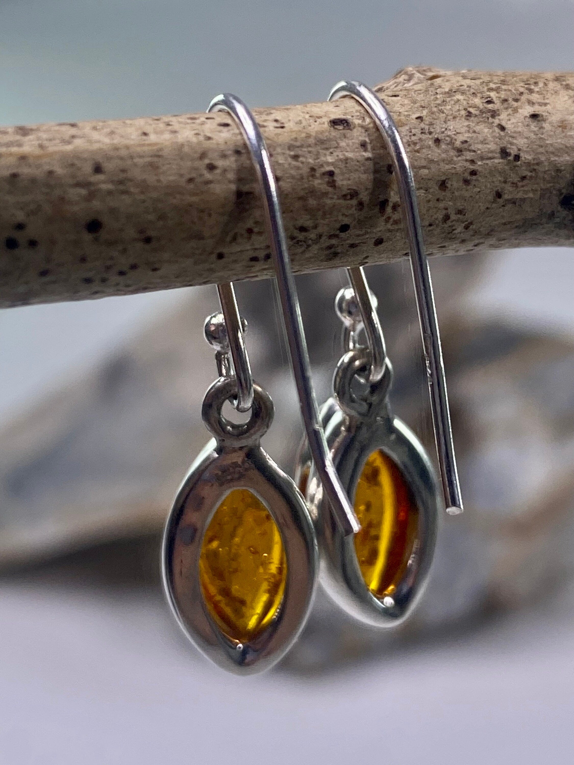 Baltic Amber Sterling Silver Drop Earrings