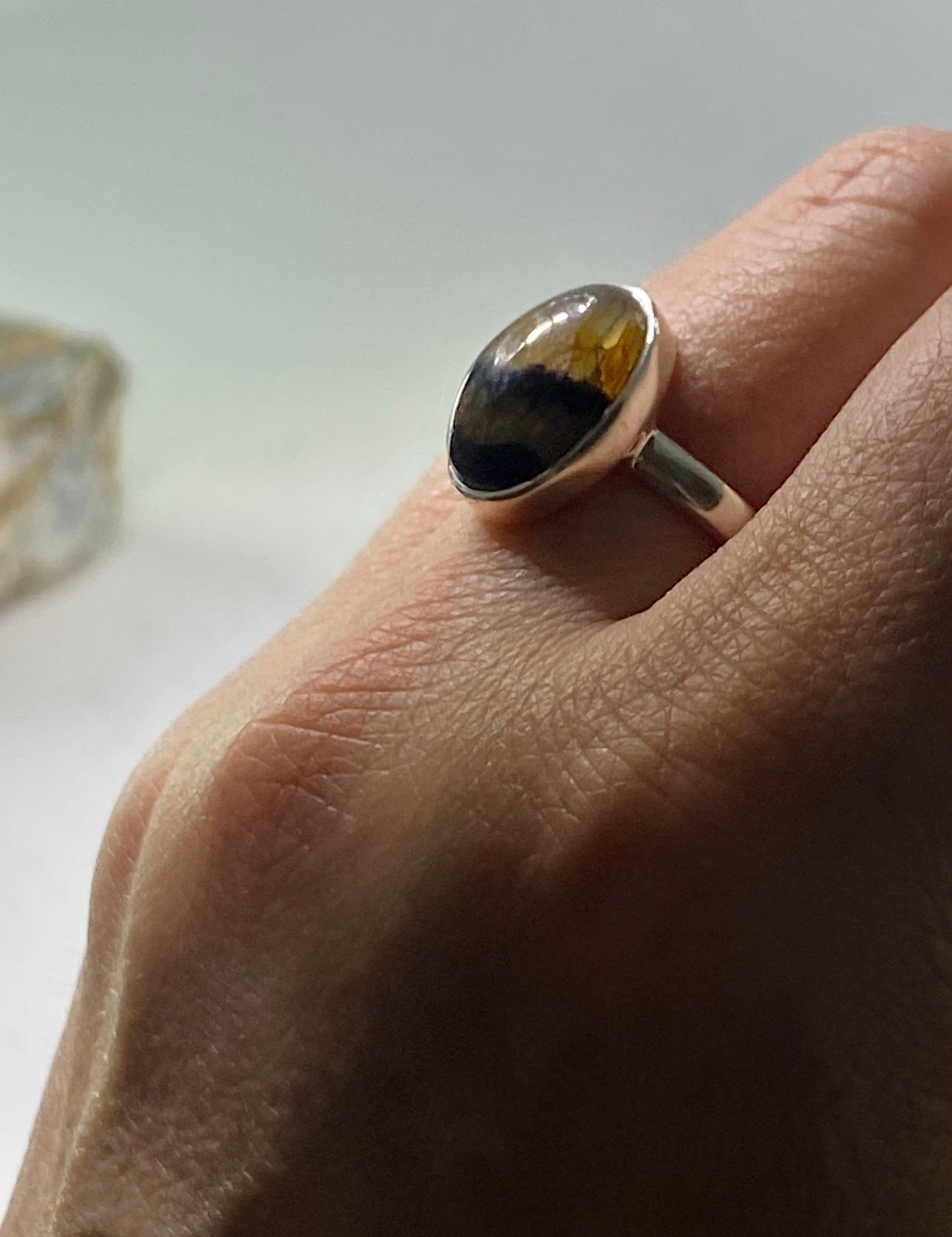 An Extremely Rare Blue John and Silver Ring