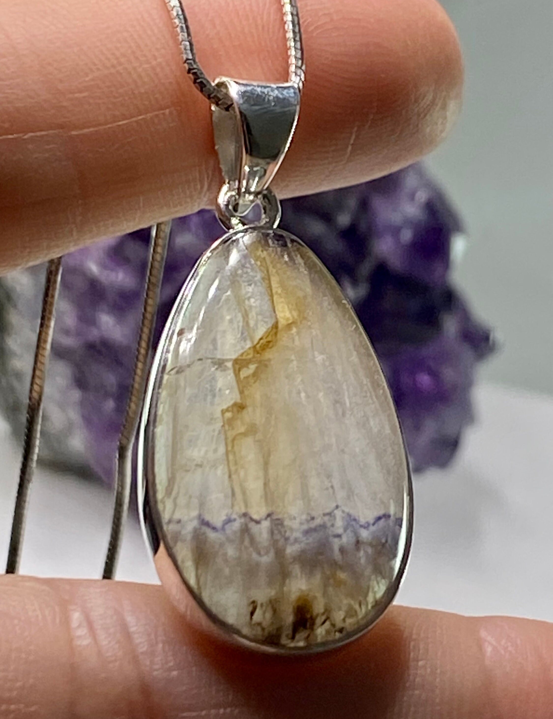 Blue John Silver Pendant