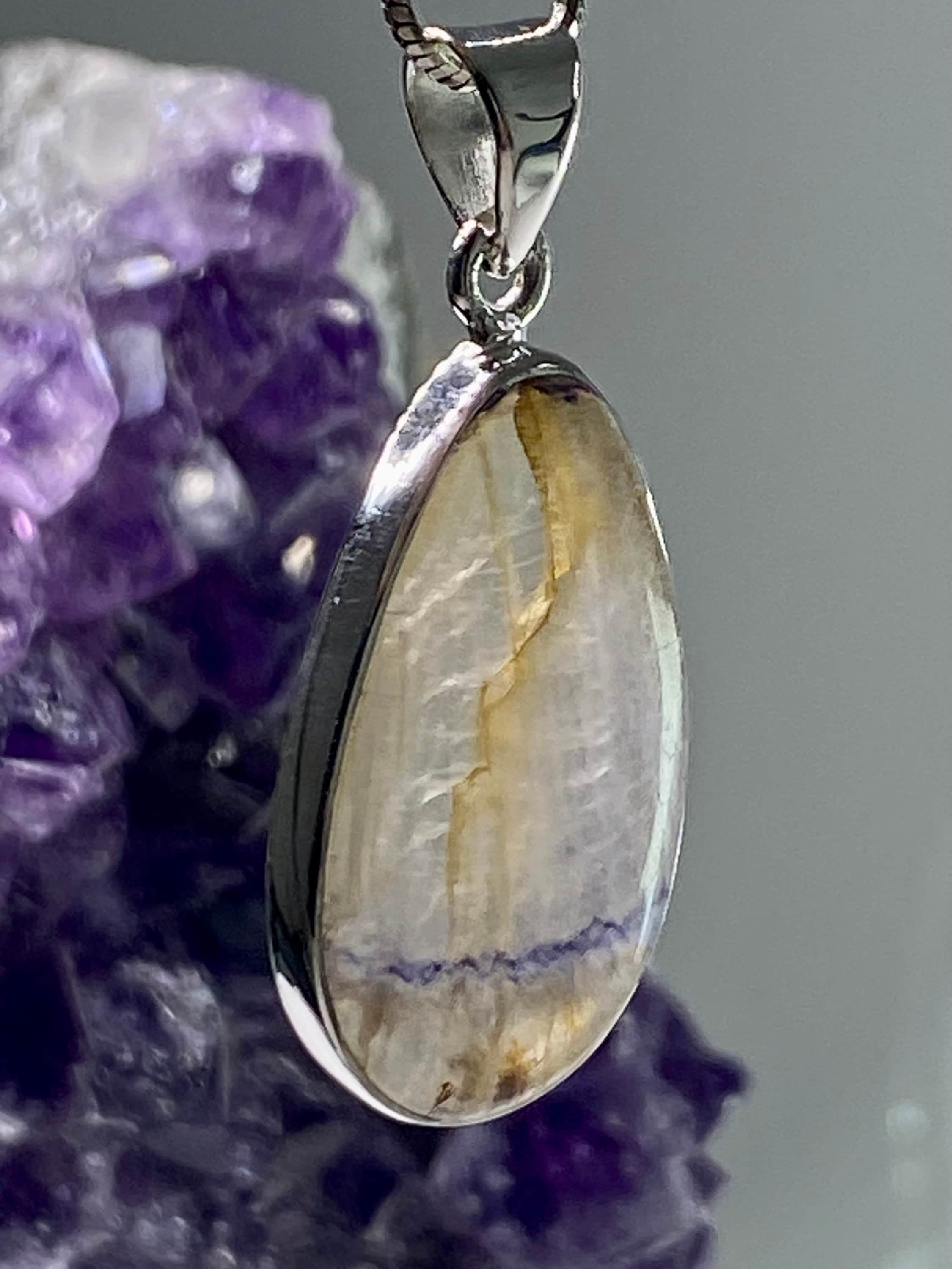 A Rare Blue John and Silver Pendant