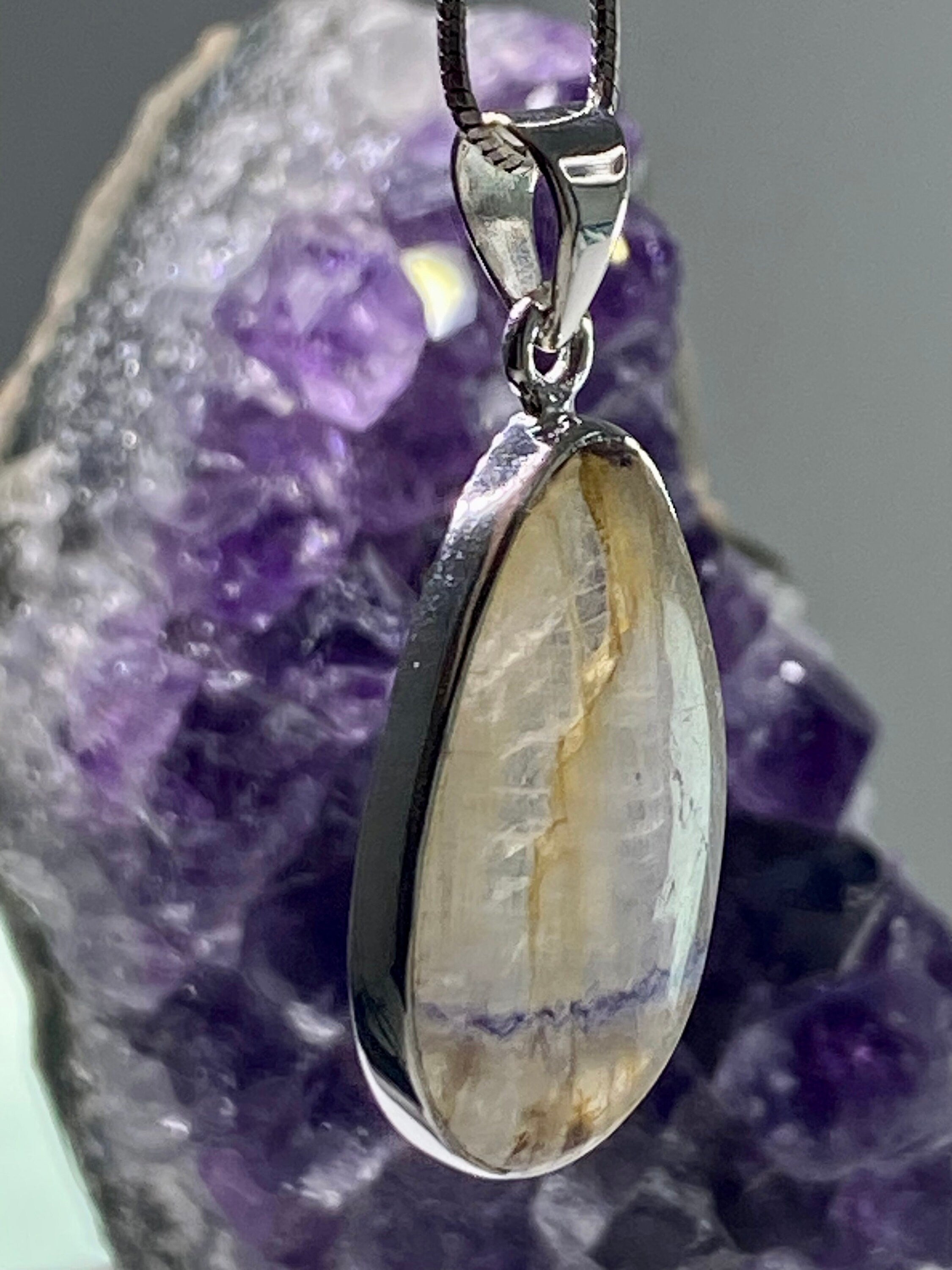 Blue John Silver Pendant