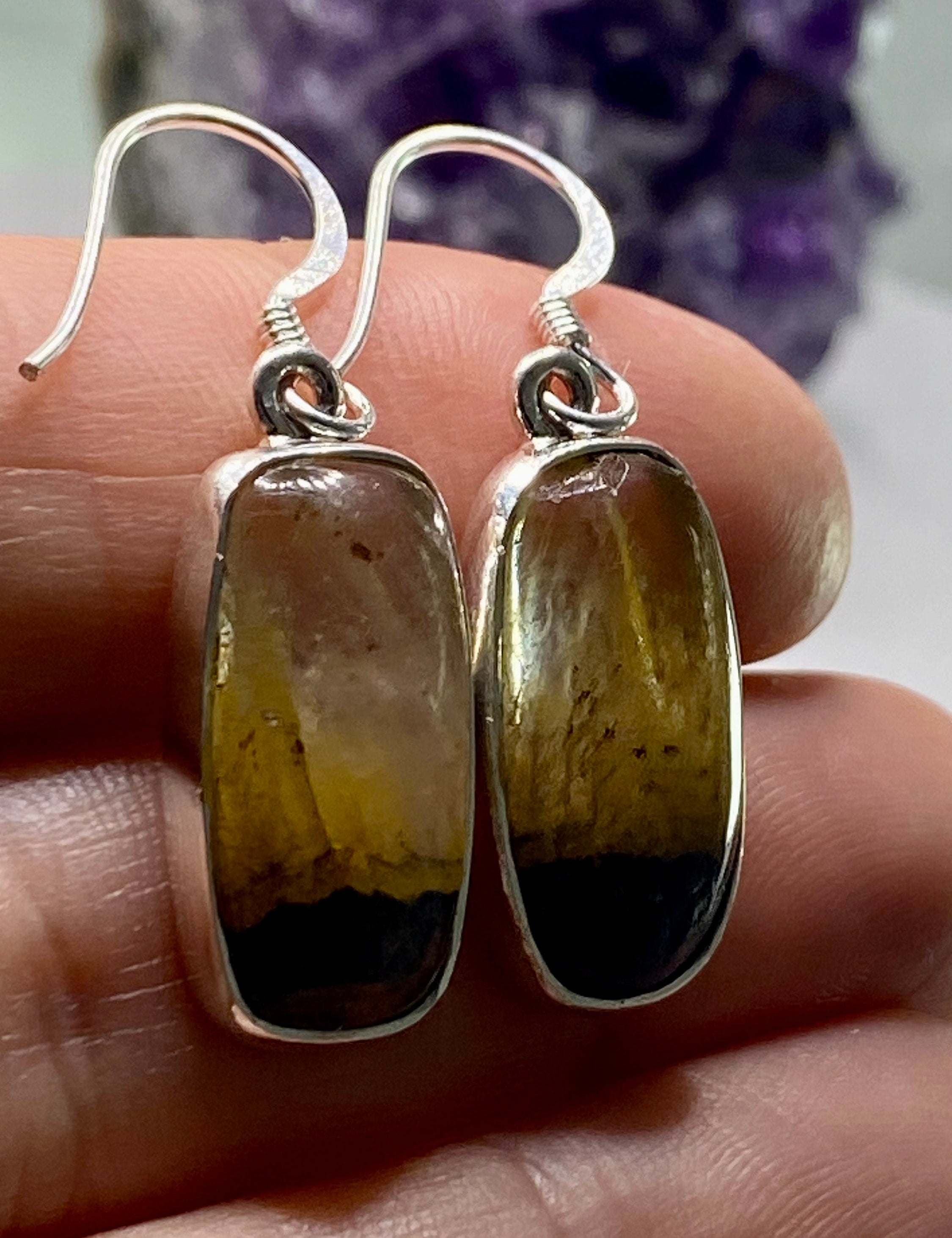 Blue John Silver Drop Earrings