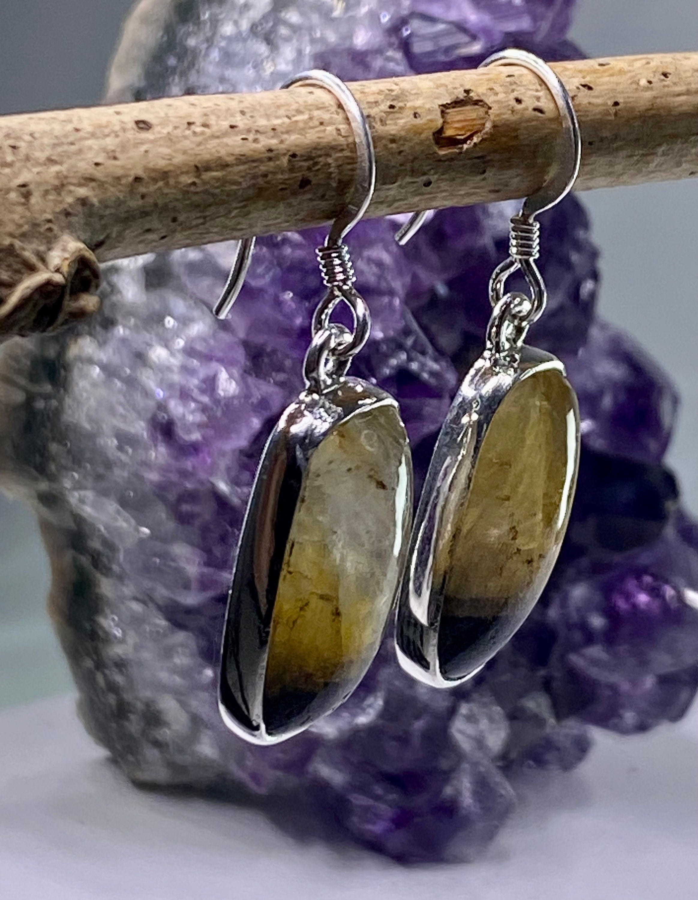 Blue John Silver Drop Earrings