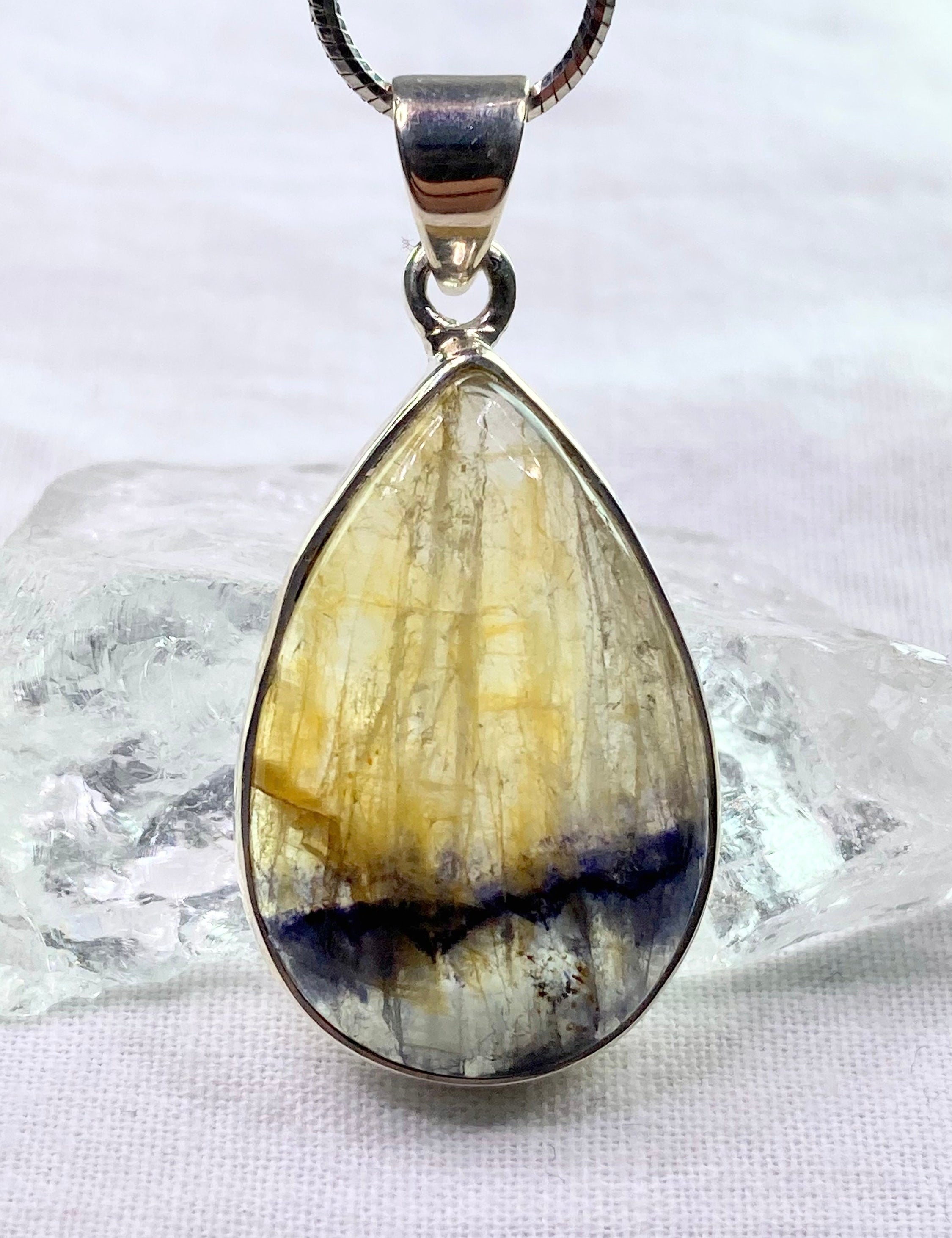 A Rare Blue John and Silver Pendant