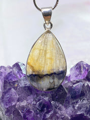 A Rare Blue John and Silver Teardrop Pendant