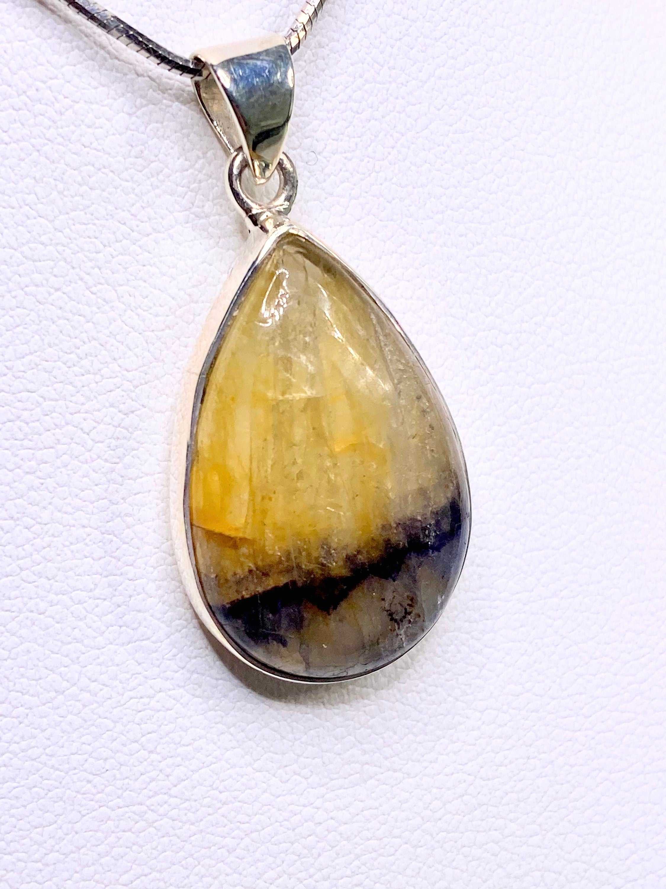 A Rare Blue John and Silver Pendant