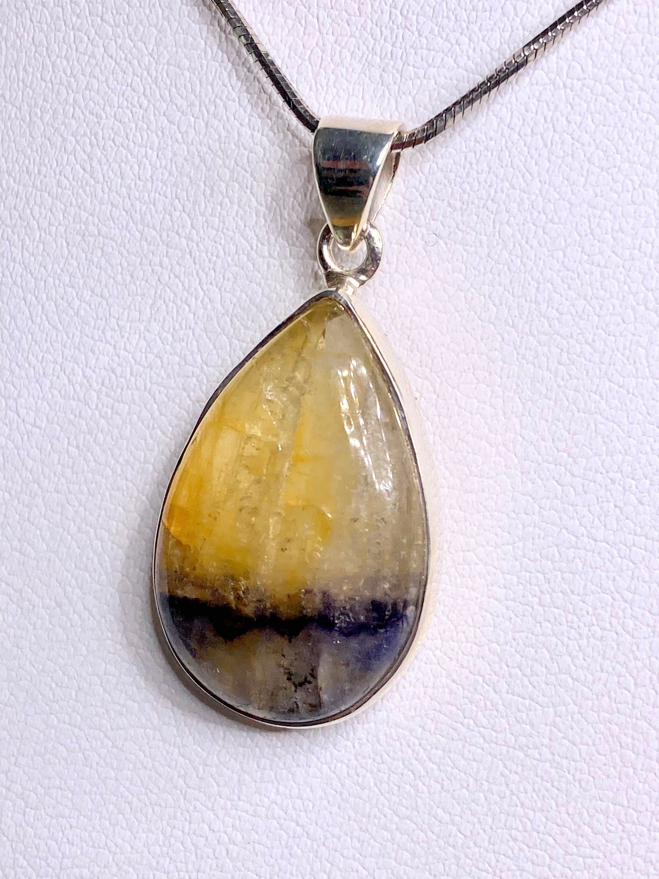 A Rare Blue John and Silver Pendant