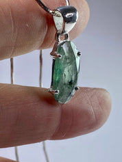 Moss Teal Kyanite and Silver Pendant