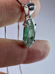 Moss Teal Kyanite and Silver Pendant