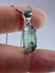 Moss Teal Kyanite and Silver Pendant