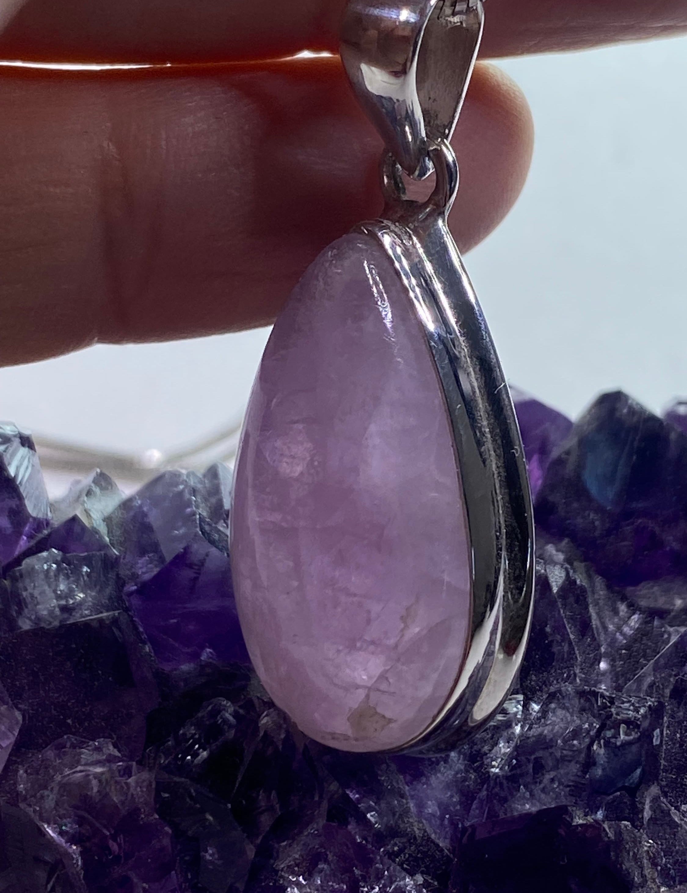 Natural Kunzite Silver pendant necklace