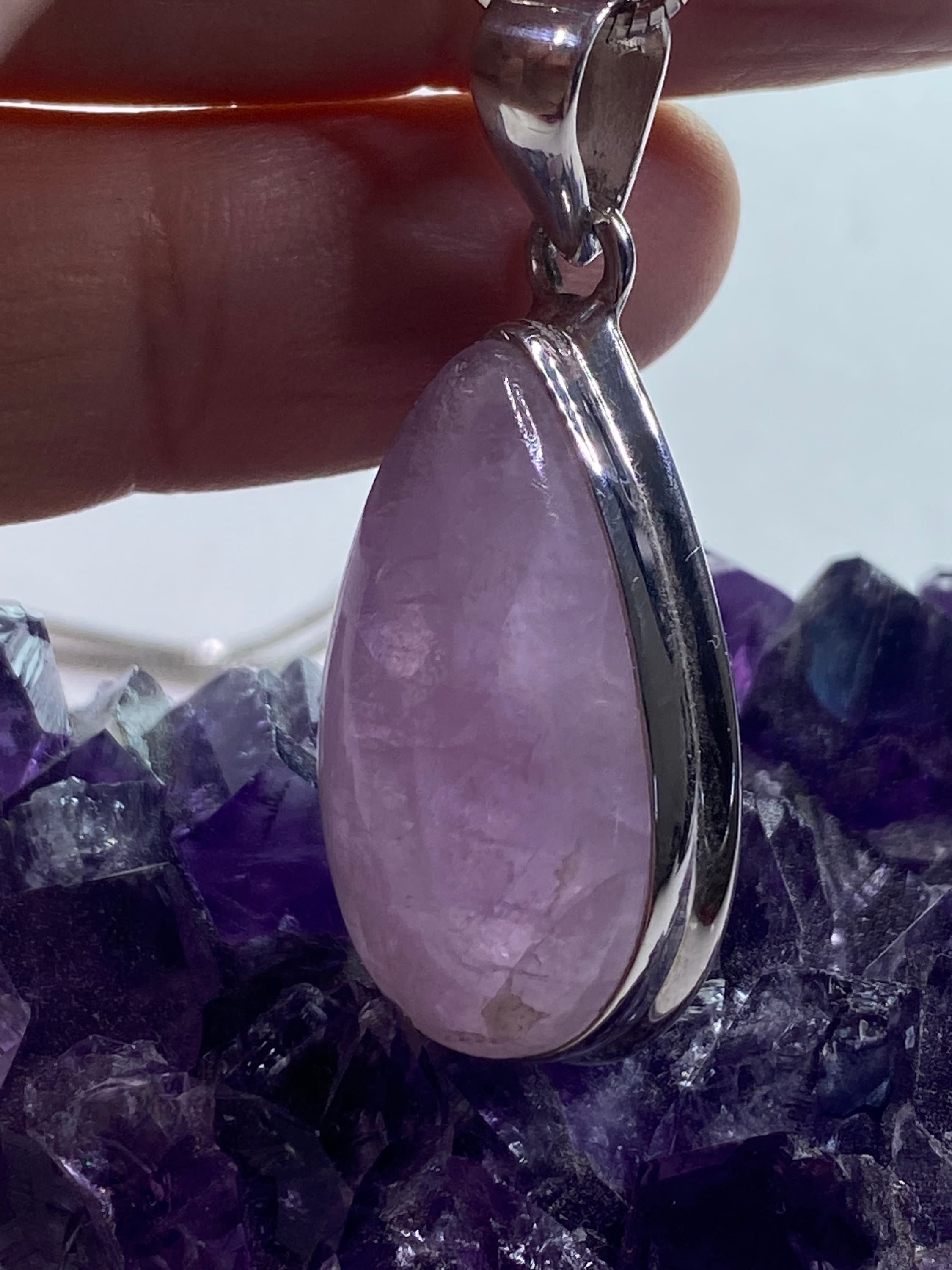 Natural Kunzite Silver pendant necklace