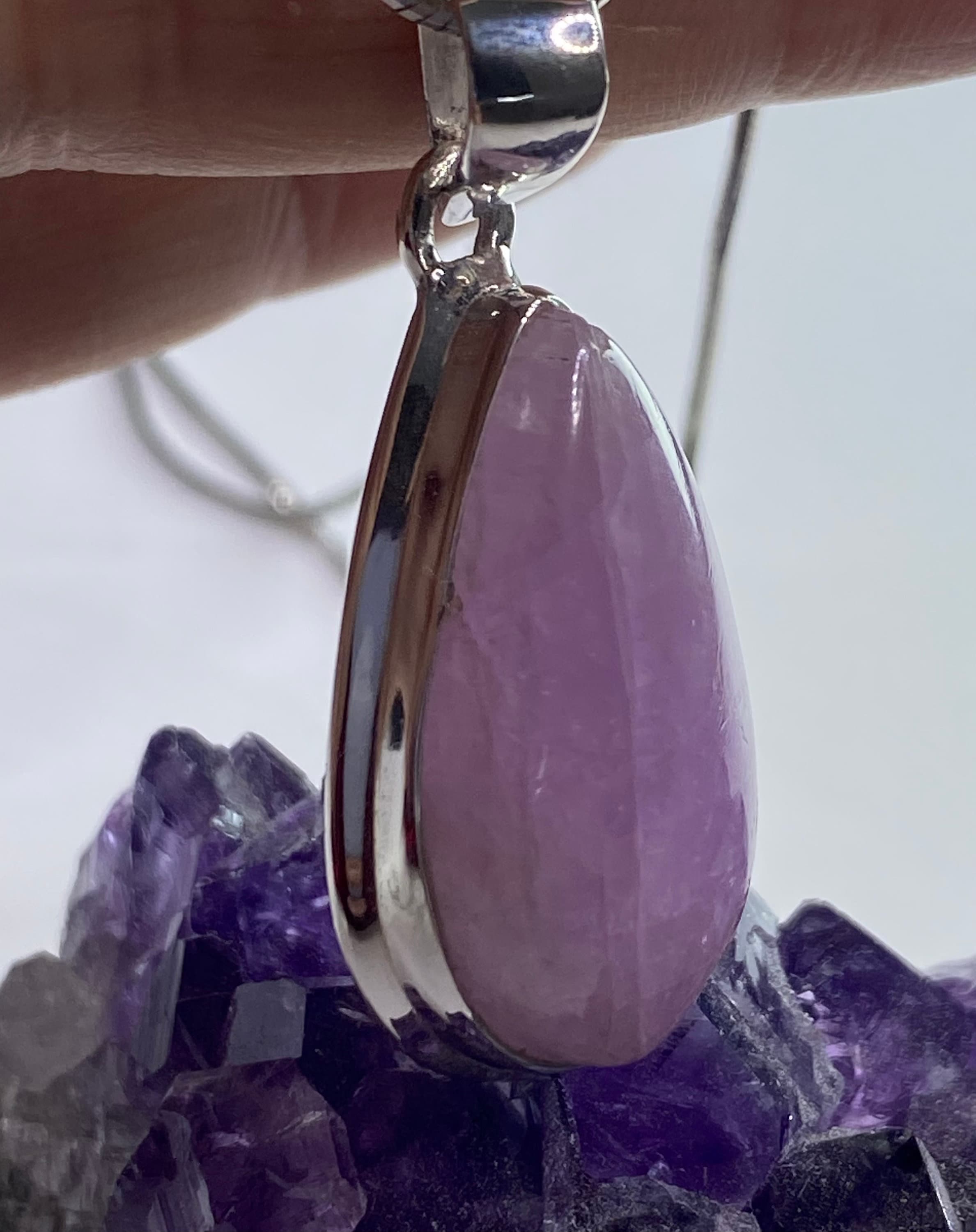 Natural Kunzite Silver pendant necklace