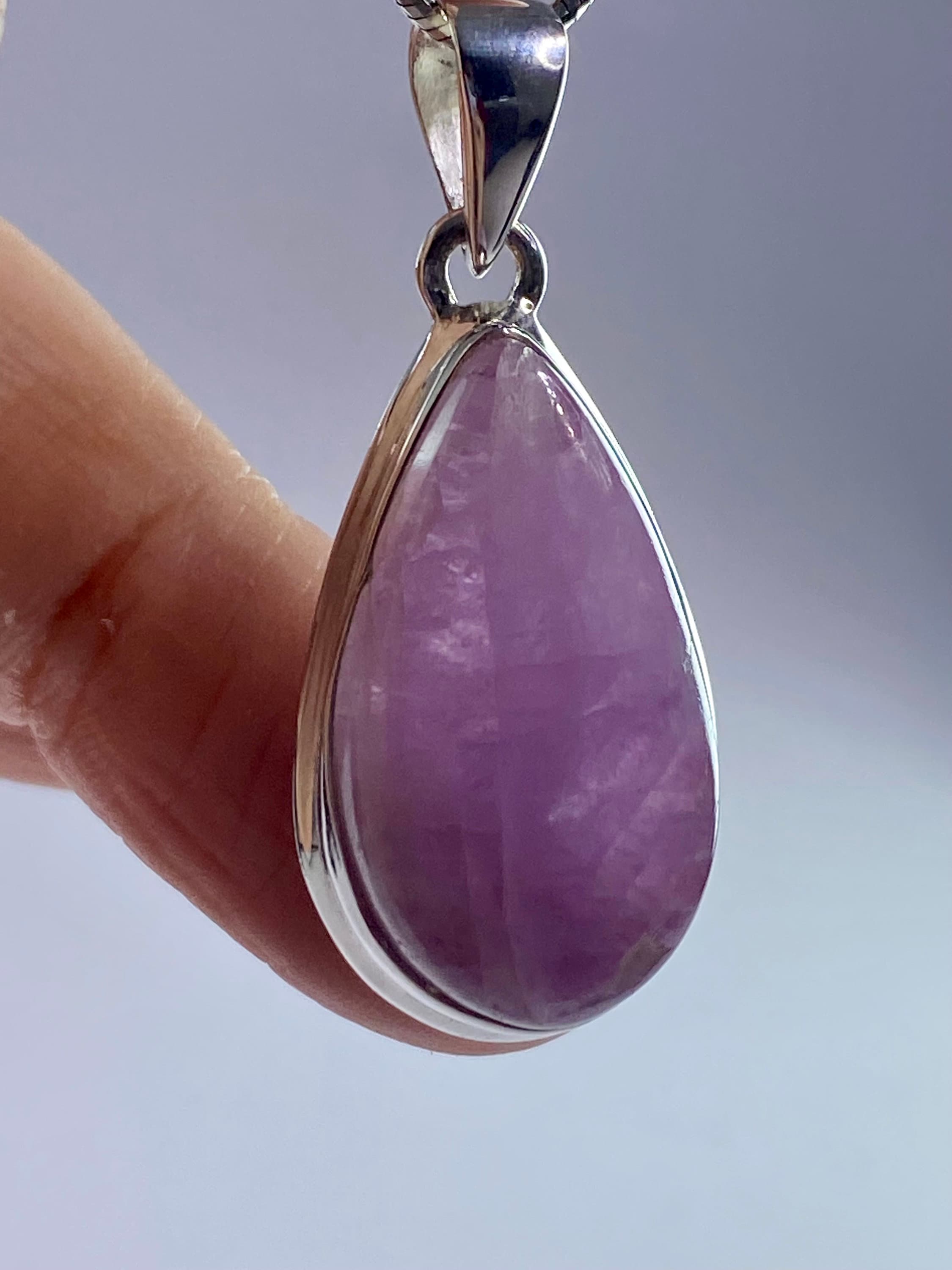 Natural Kunzite Silver pendant necklace