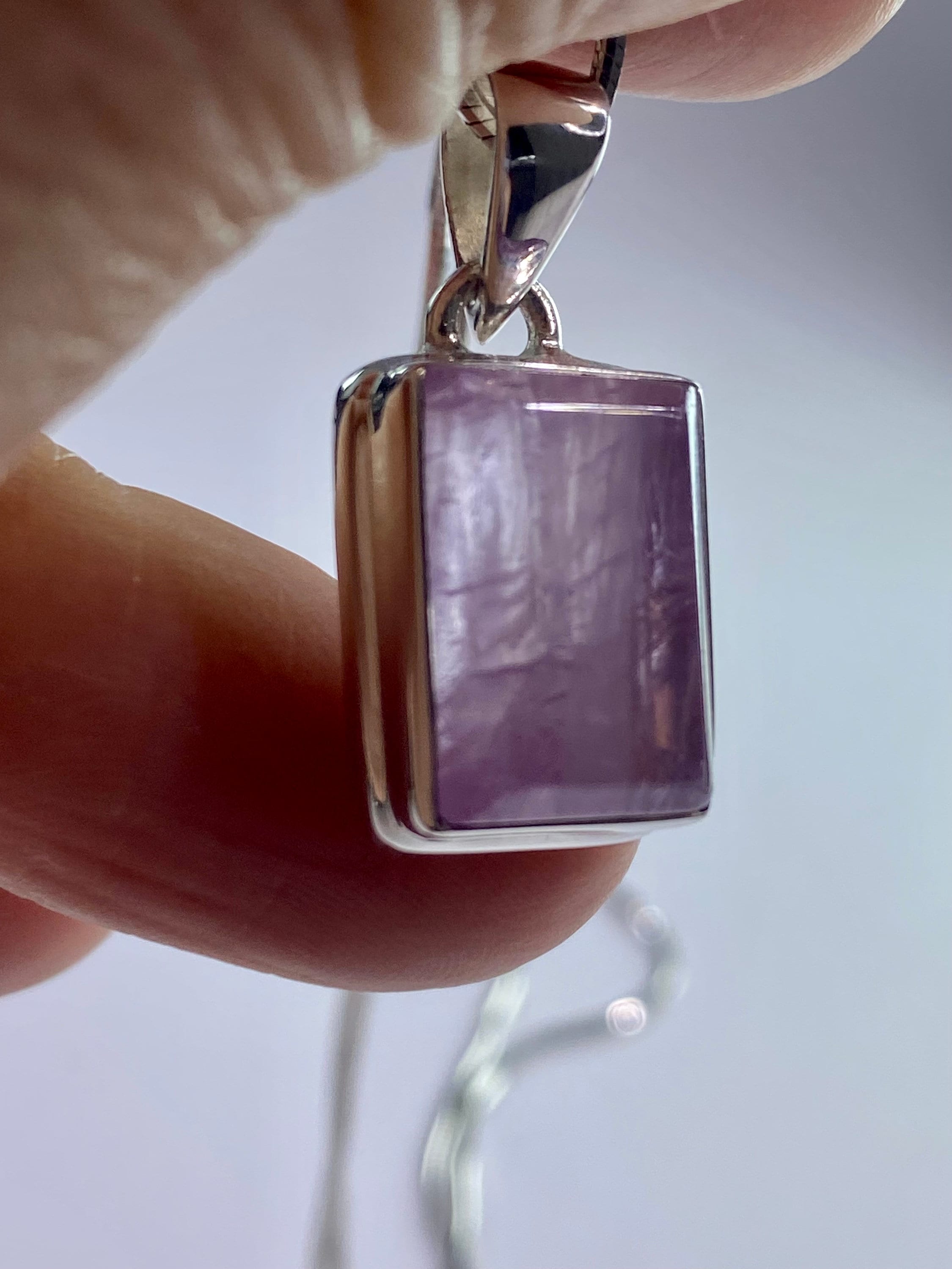 Natural Kunzite Silver pendant necklace