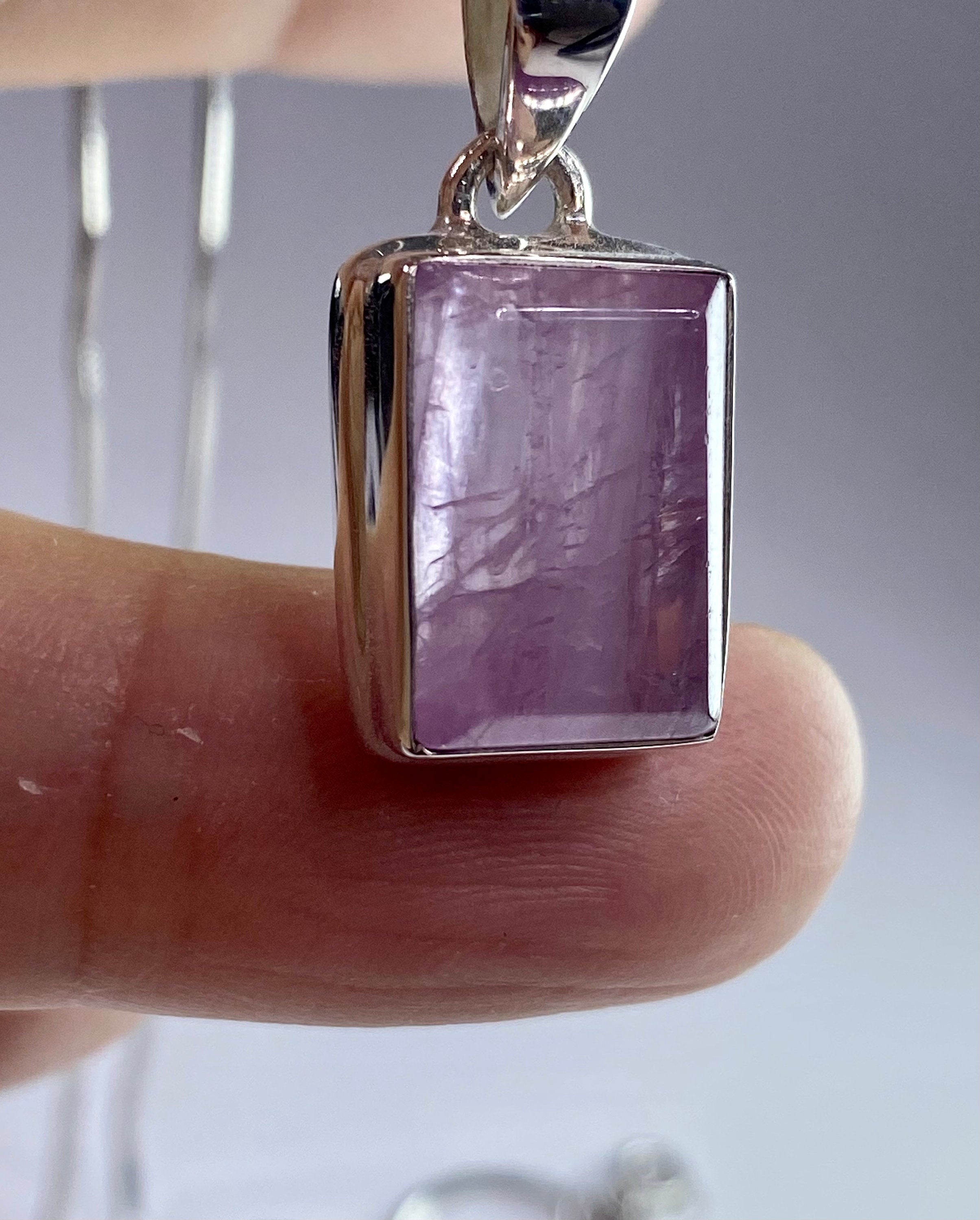 Natural Kunzite Silver pendant necklace