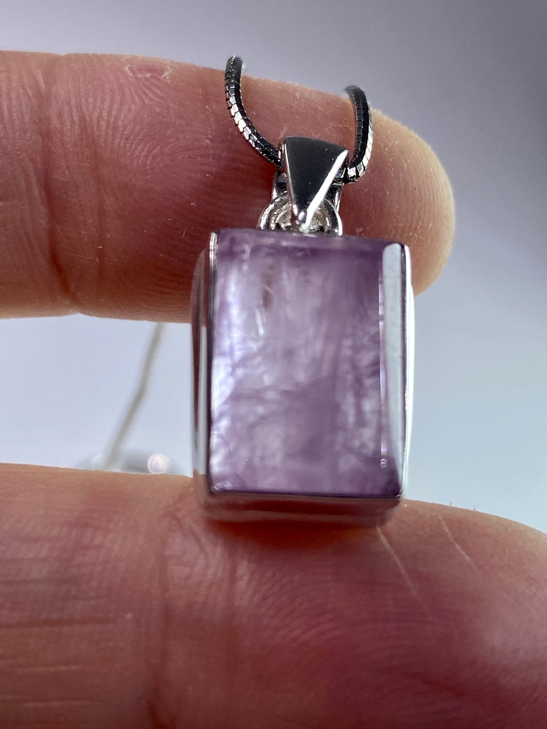 Natural Kunzite Silver pendant necklace