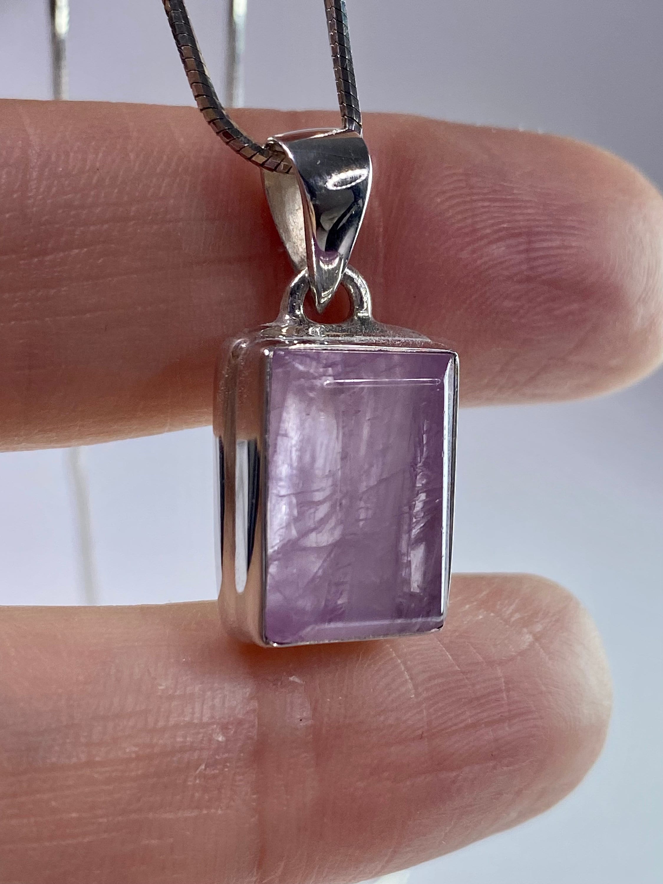 Natural Kunzite Silver pendant necklace