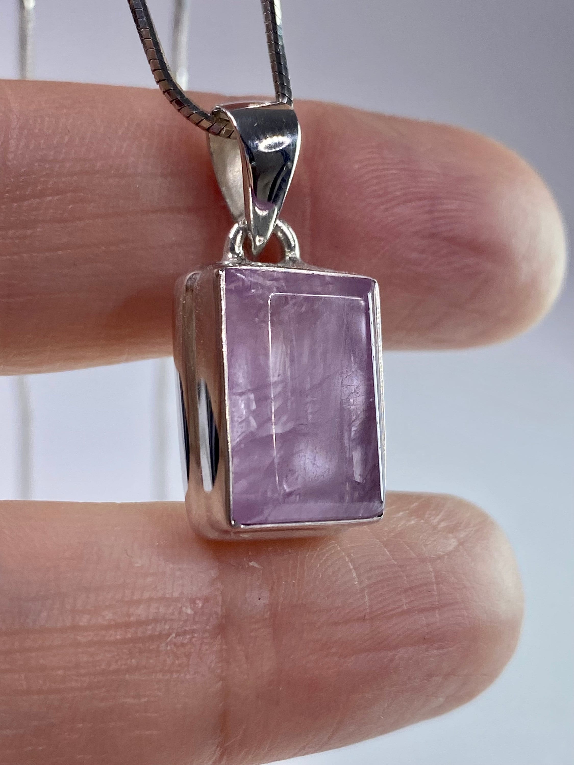 Natural Kunzite Silver pendant necklace