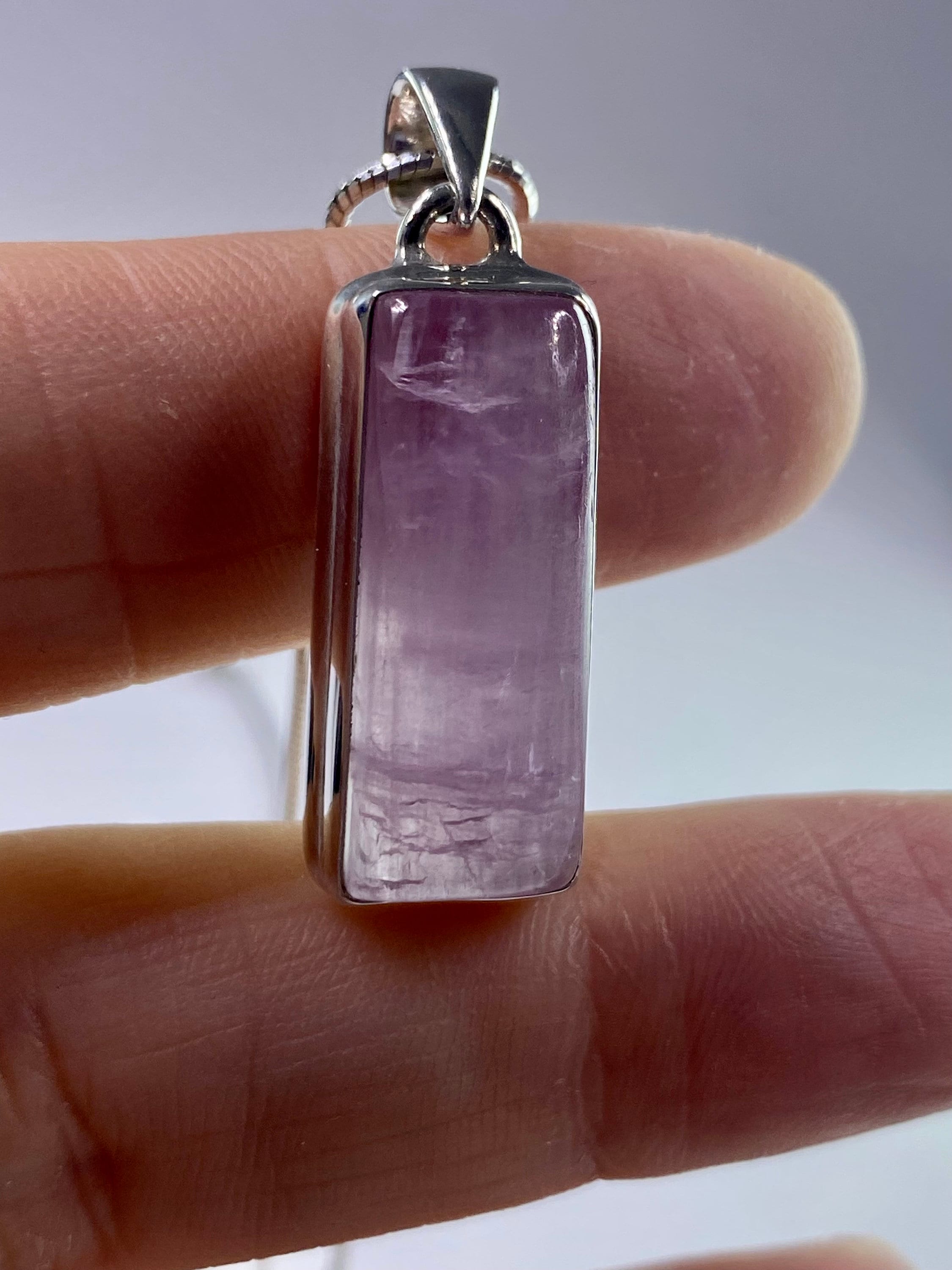 Natural Kunzite Silver pendant necklace