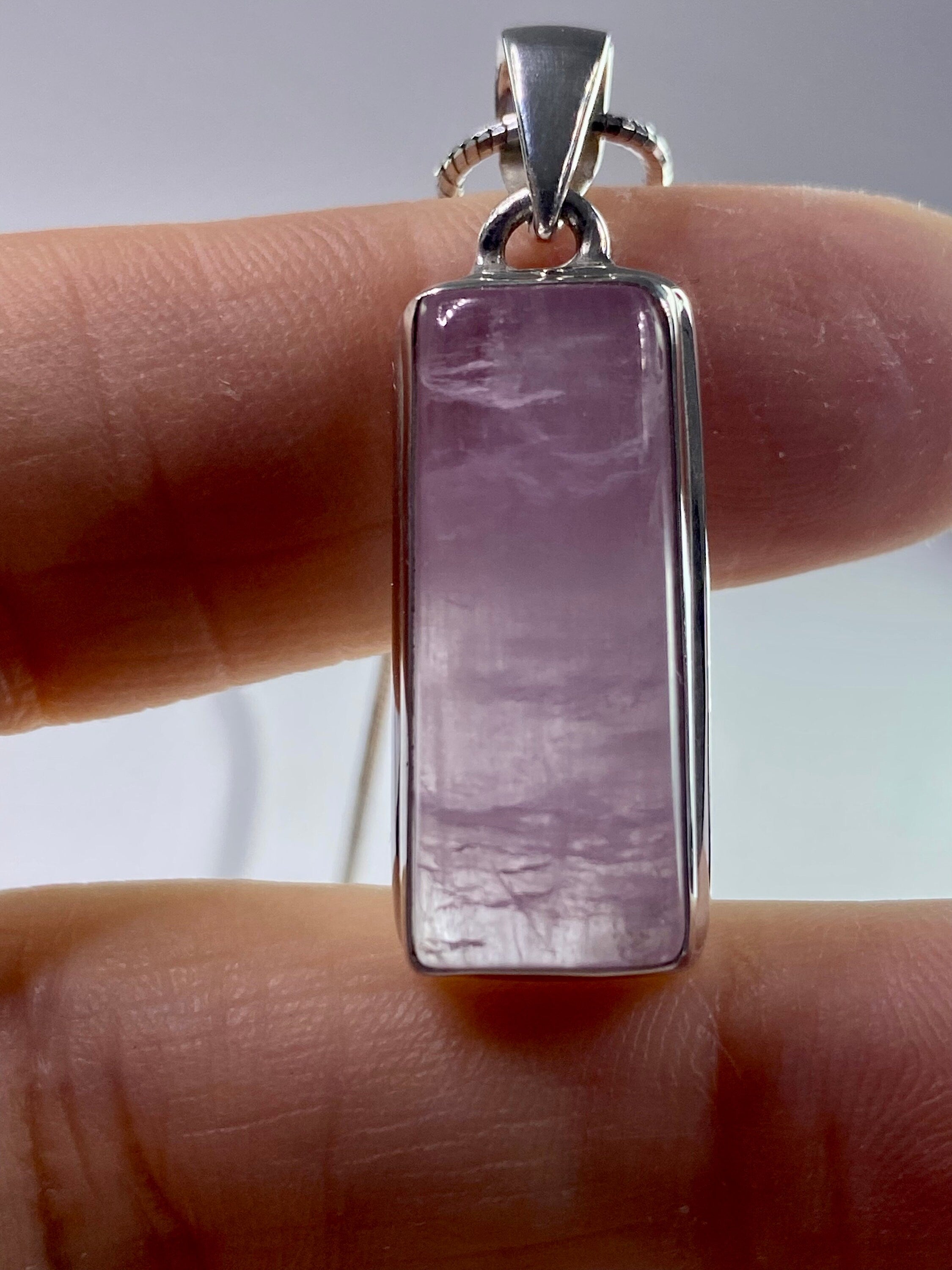 Natural Kunzite Silver pendant necklace