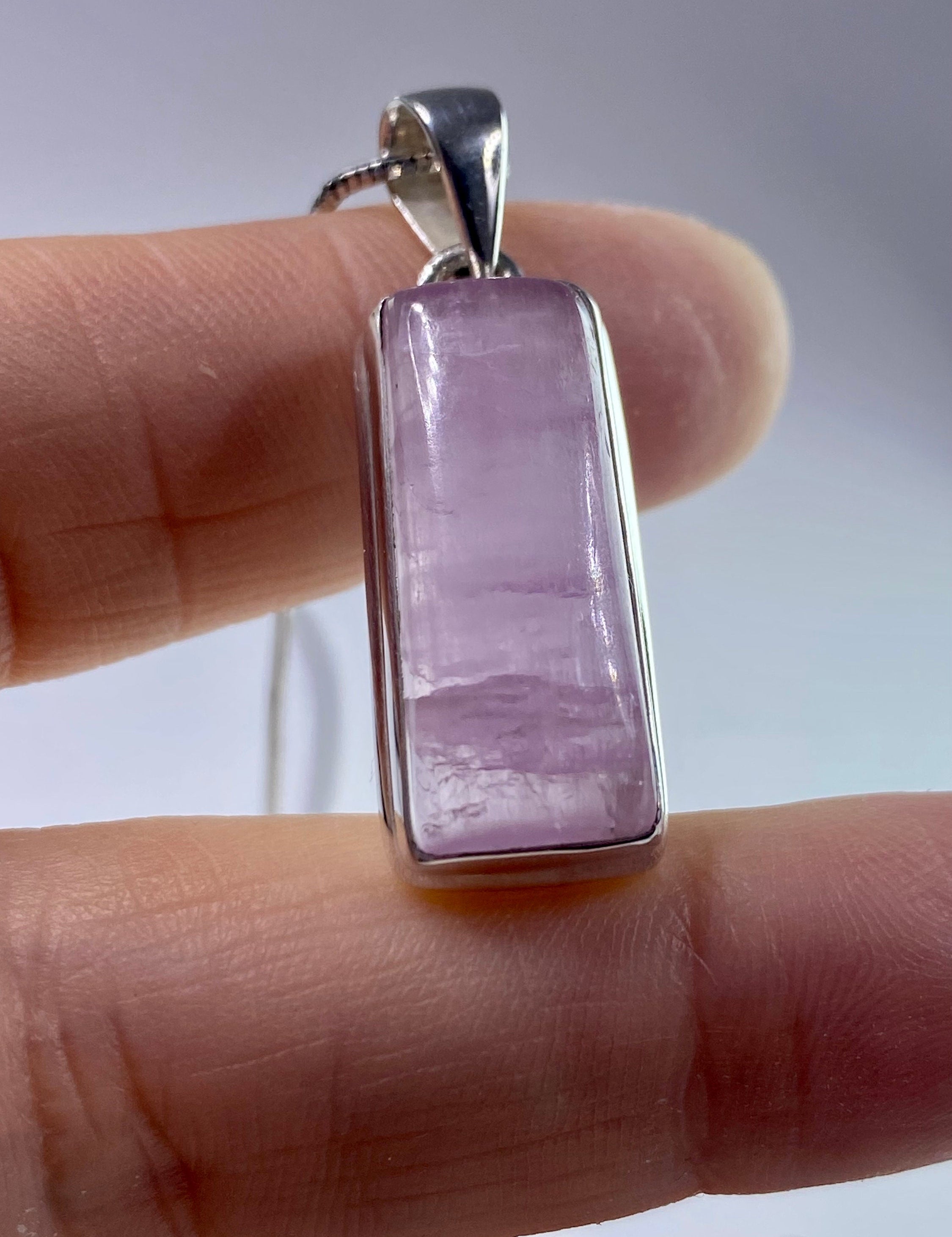 Natural Kunzite Silver pendant necklace