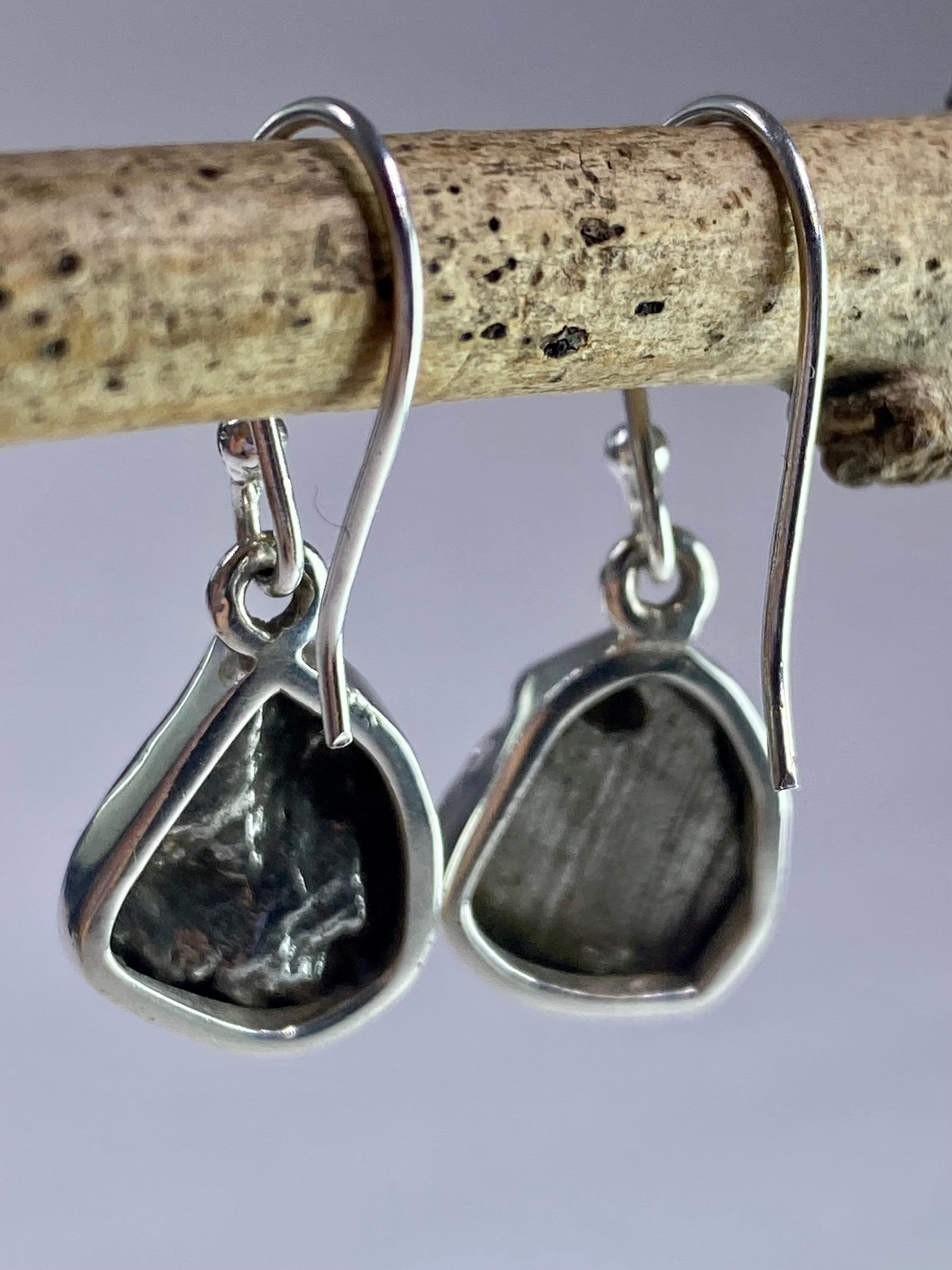 Meteorite Campo Del Cielo and Silver Dangle Earrings