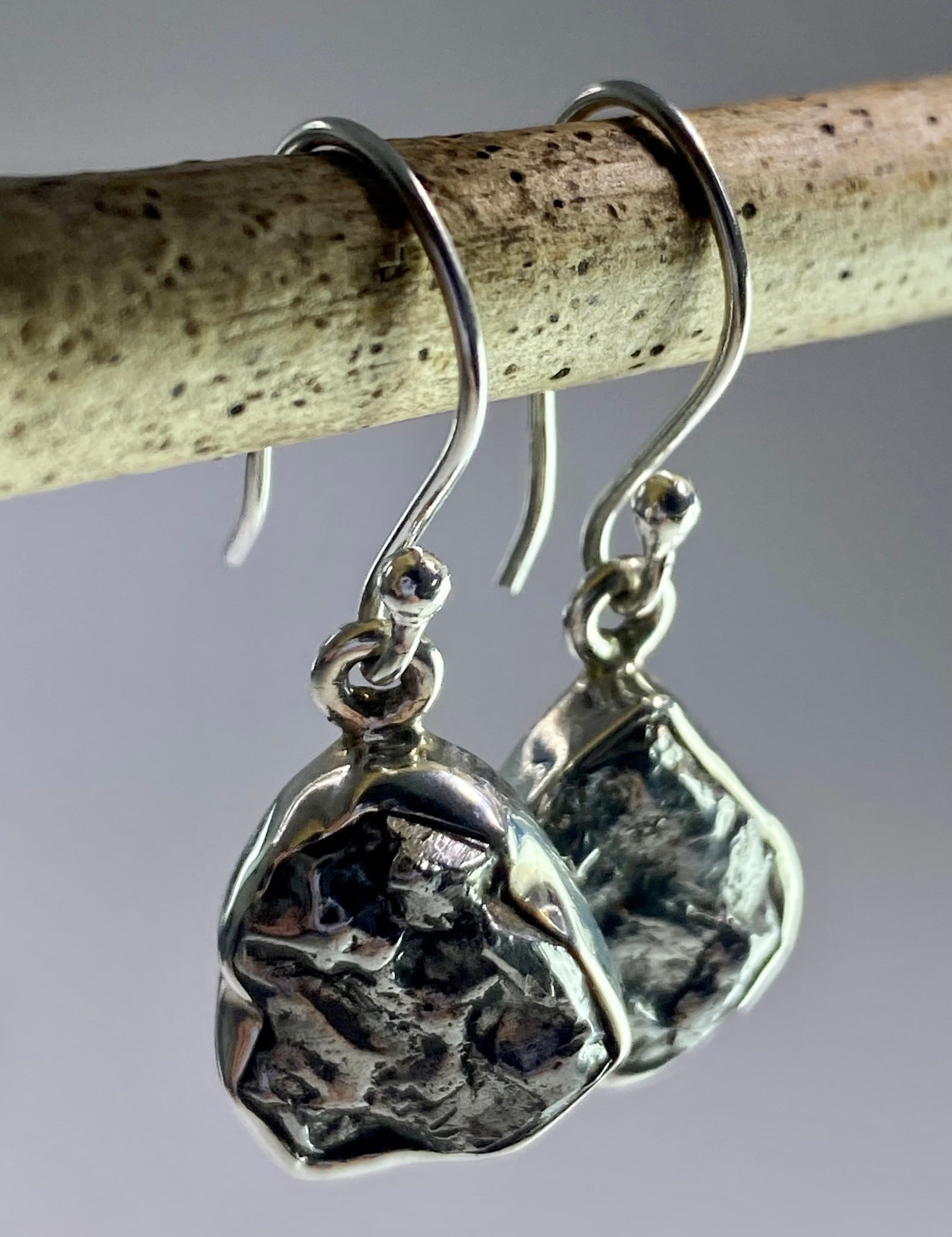 Meteorite Campo Del Cielo and Silver Dangle Earrings