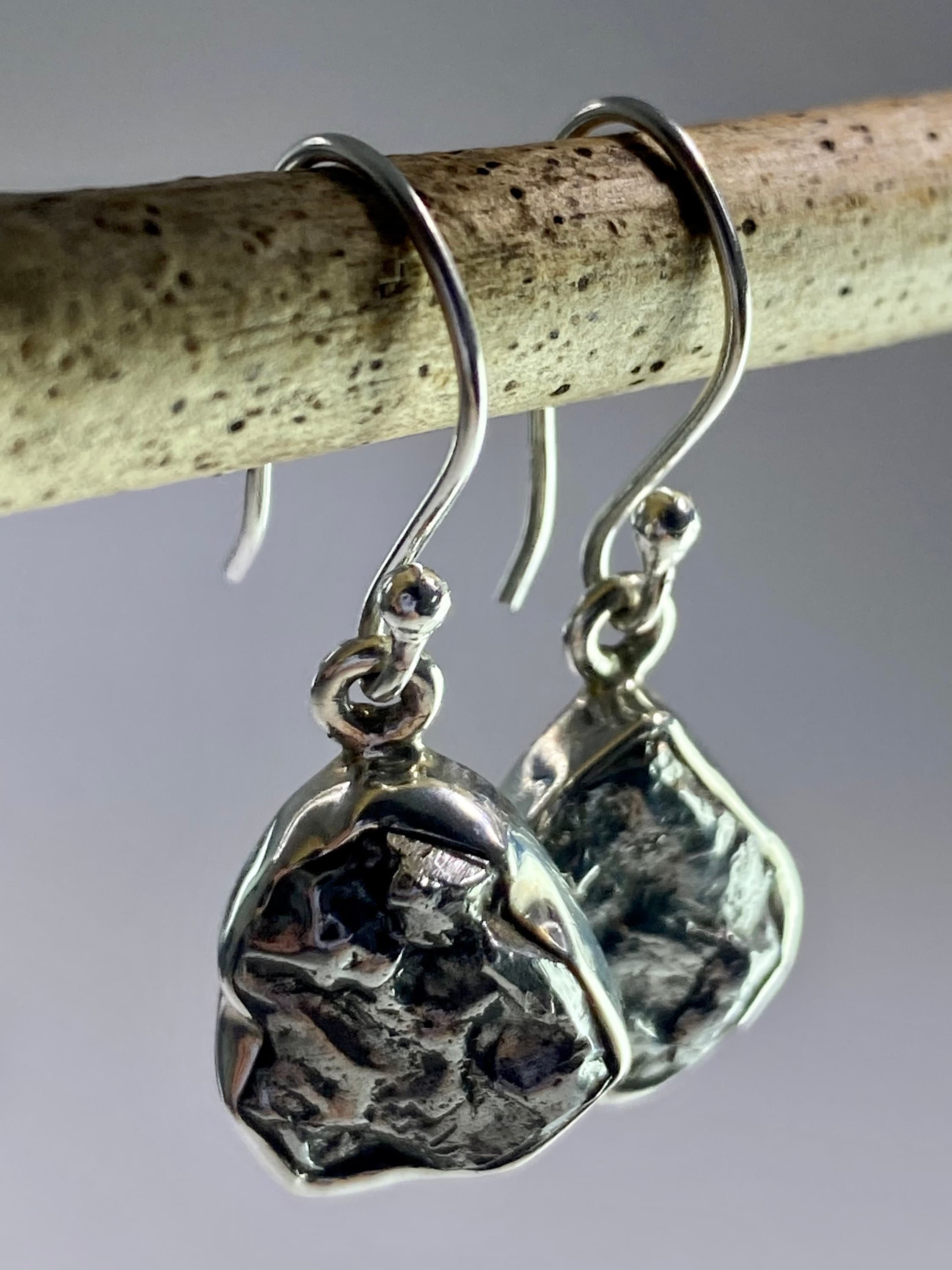 Meteorite Campo Del Cielo and Silver Dangle Earrings