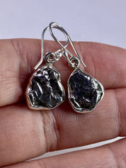 Meteorite Campo Del Cielo and Silver Dangle Earrings