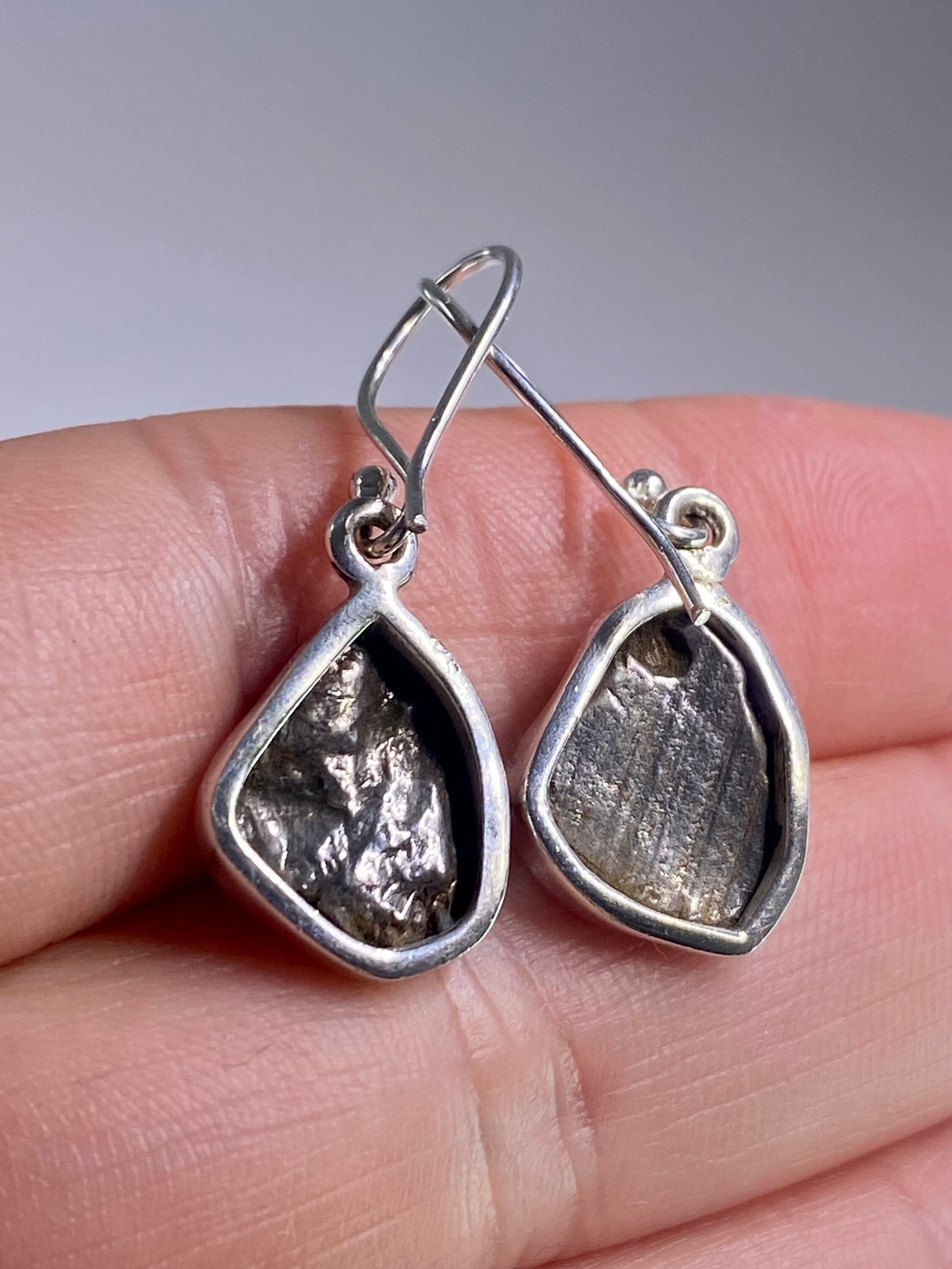 Meteorite Campo Del Cielo and Silver Dangle Earrings