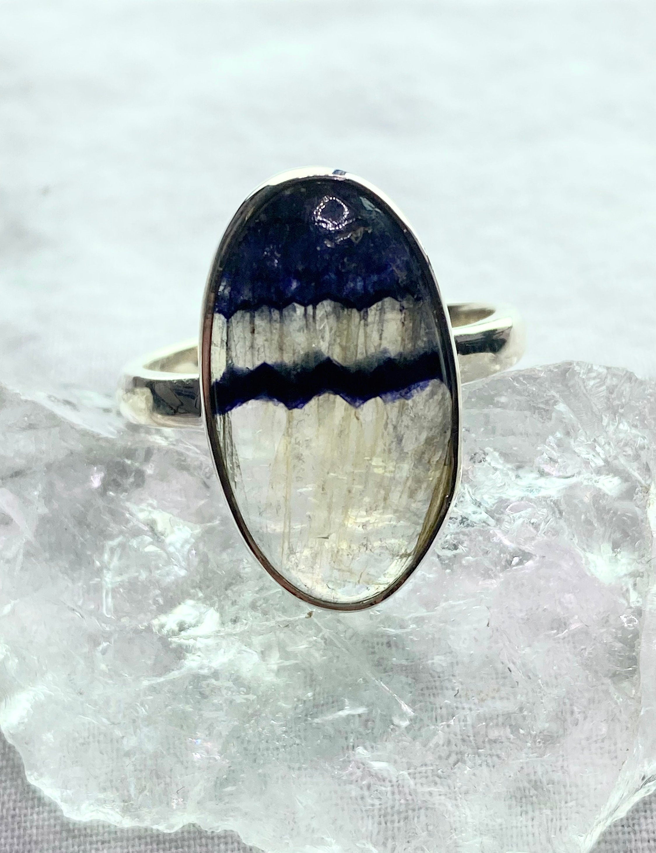 An Extremely Rare Blue John and Silver Ring