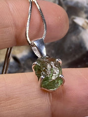 Natural Green Apatite and Silver Pendant