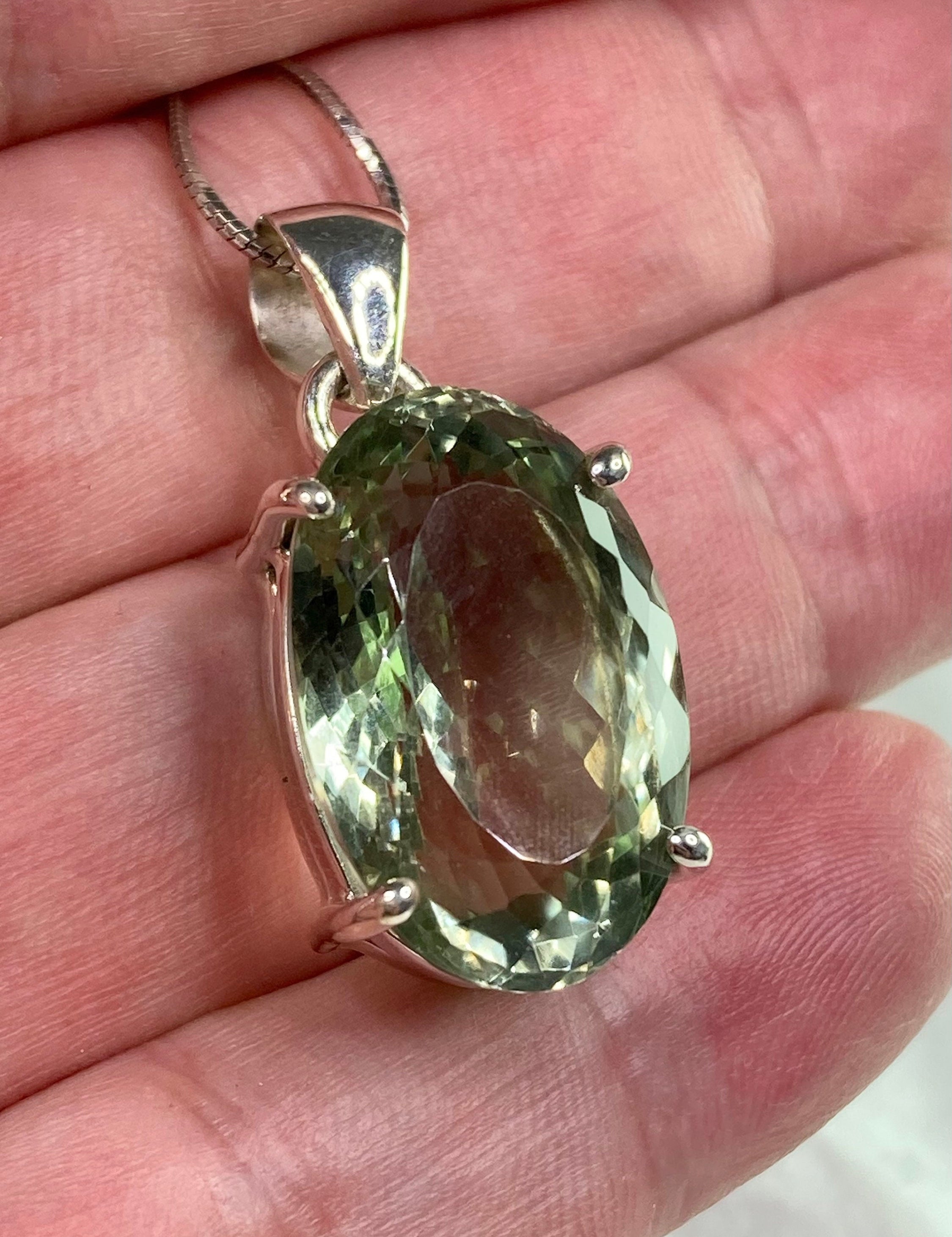 Green Amethyst (Prasiolite ) and Silver Pendant