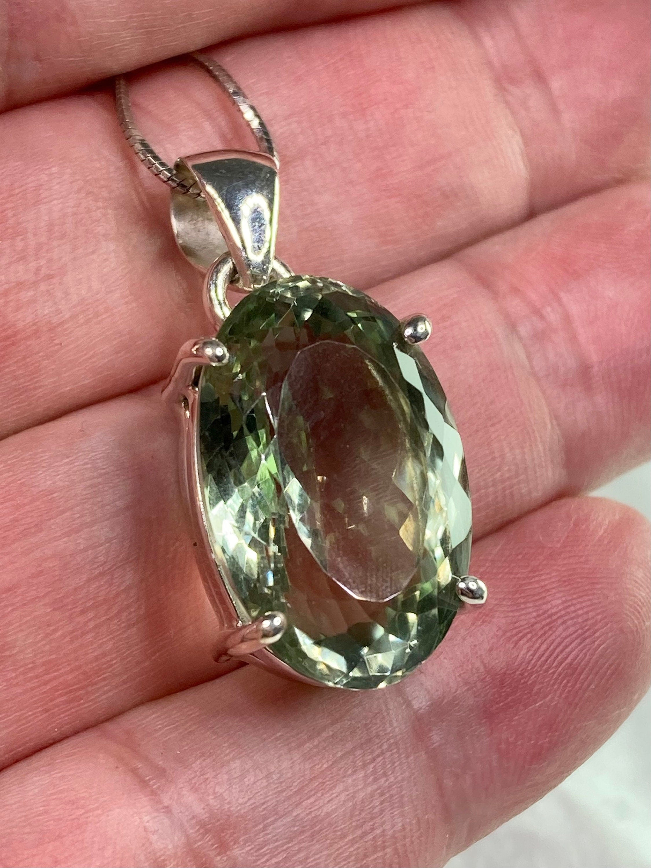 Green Amethyst (Prasiolite ) and Silver Pendant