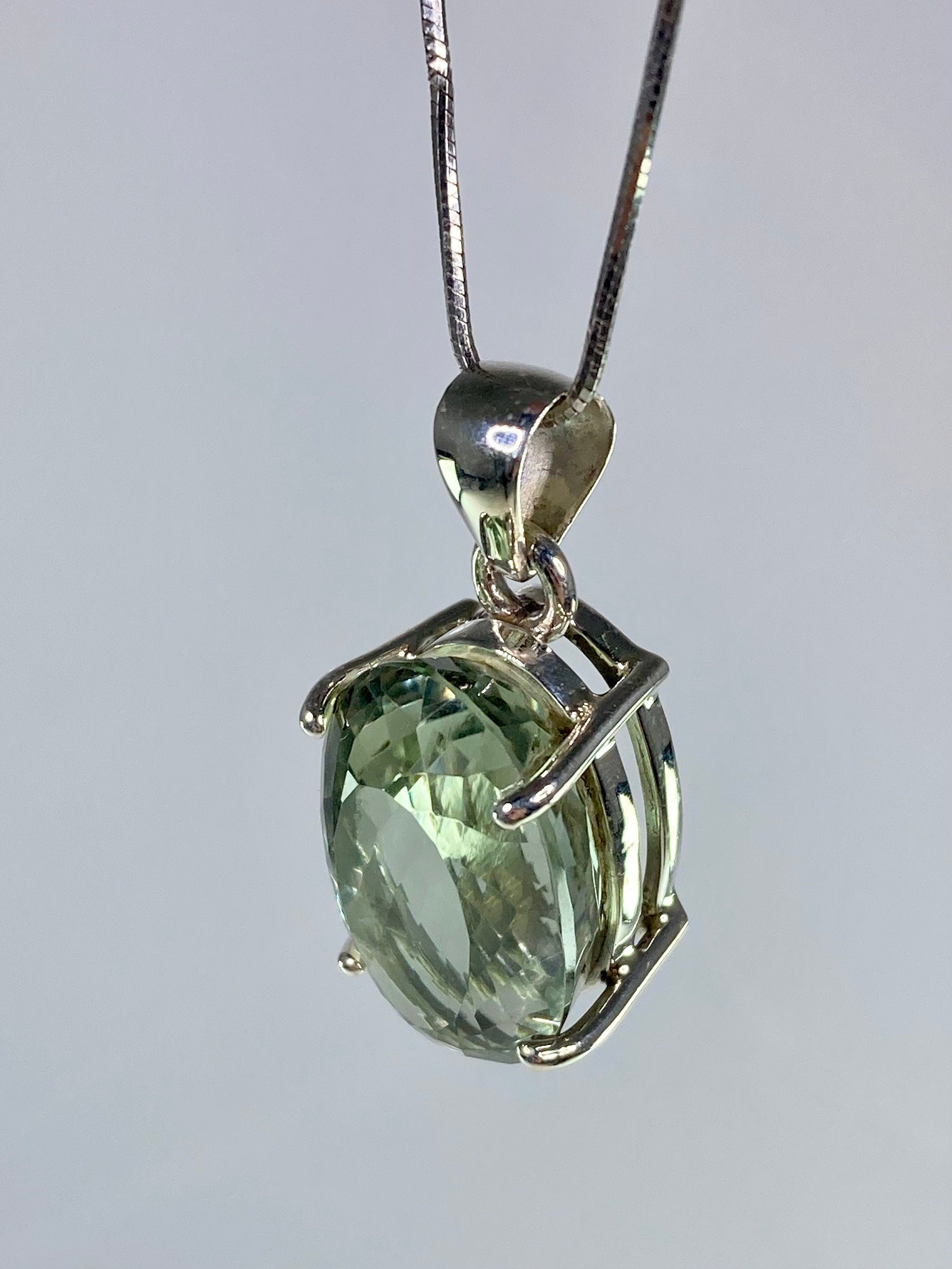 Green Amethyst (Prasiolite ) and Silver Pendant