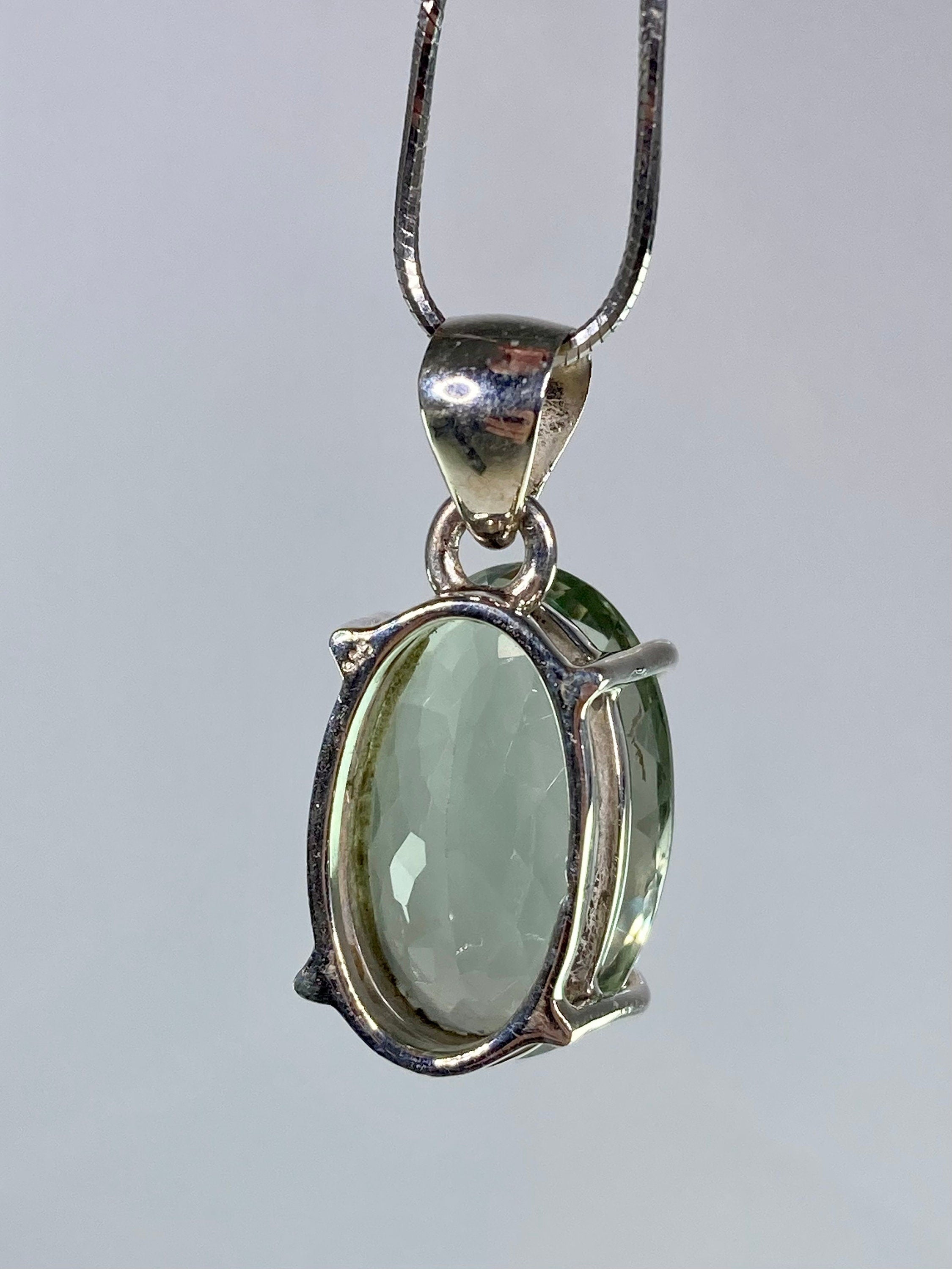 Green Amethyst (Prasiolite ) and Silver Pendant