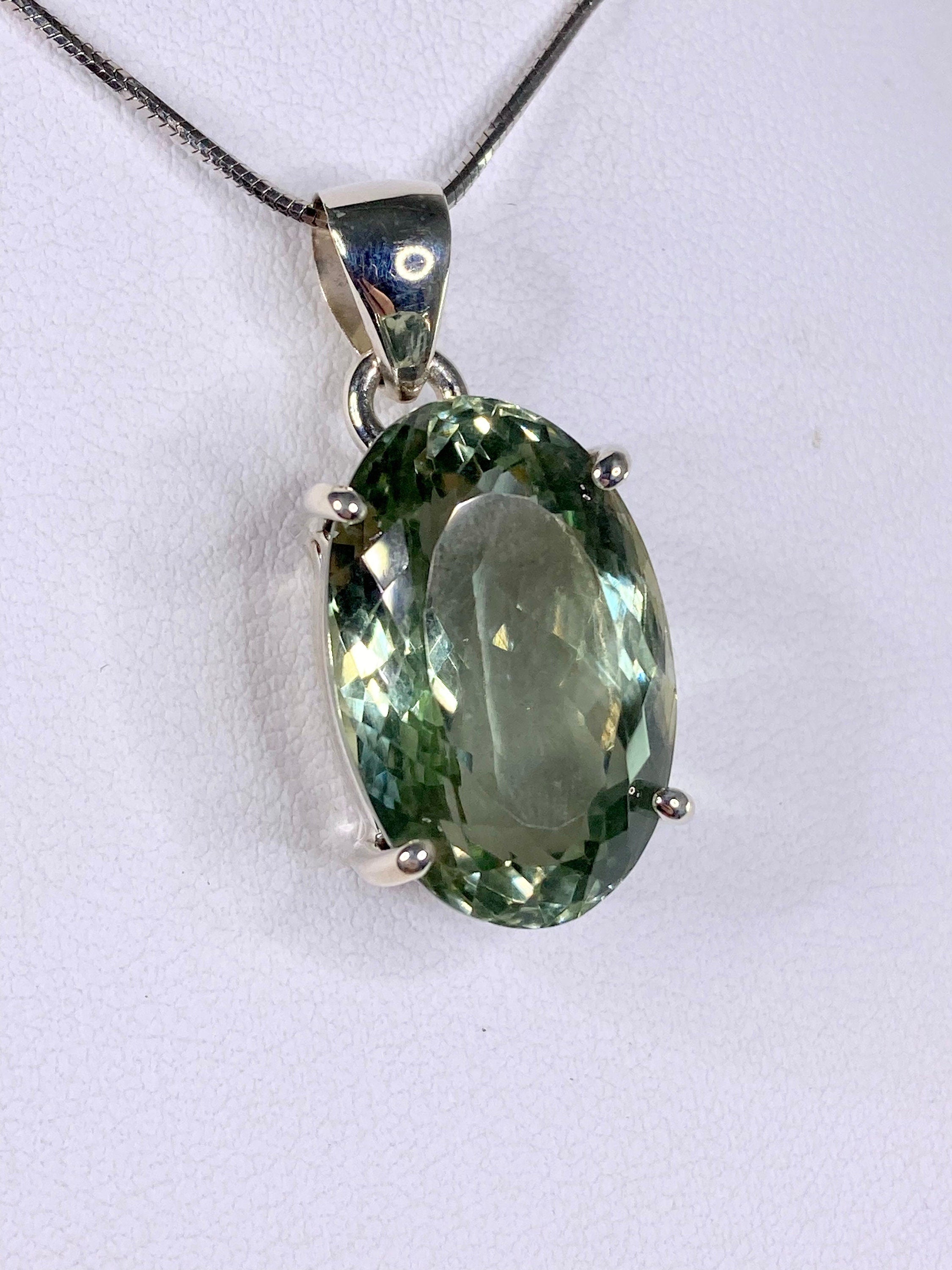 Green Amethyst (Prasiolite ) and Silver Pendant