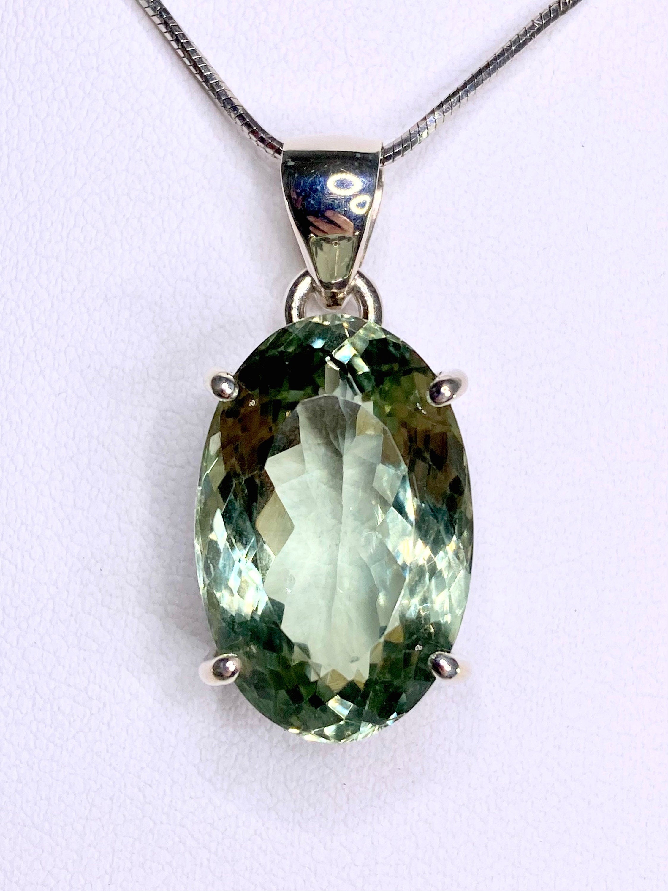 Green Amethyst (Prasiolite ) and Silver Pendant