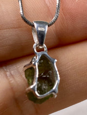 Natural Green Apatite and Silver Pendant